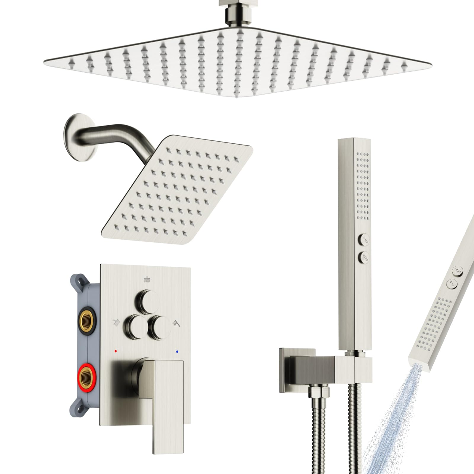 Dual Mount Shower System (Ceiling Rainfall + Wall Handheld)