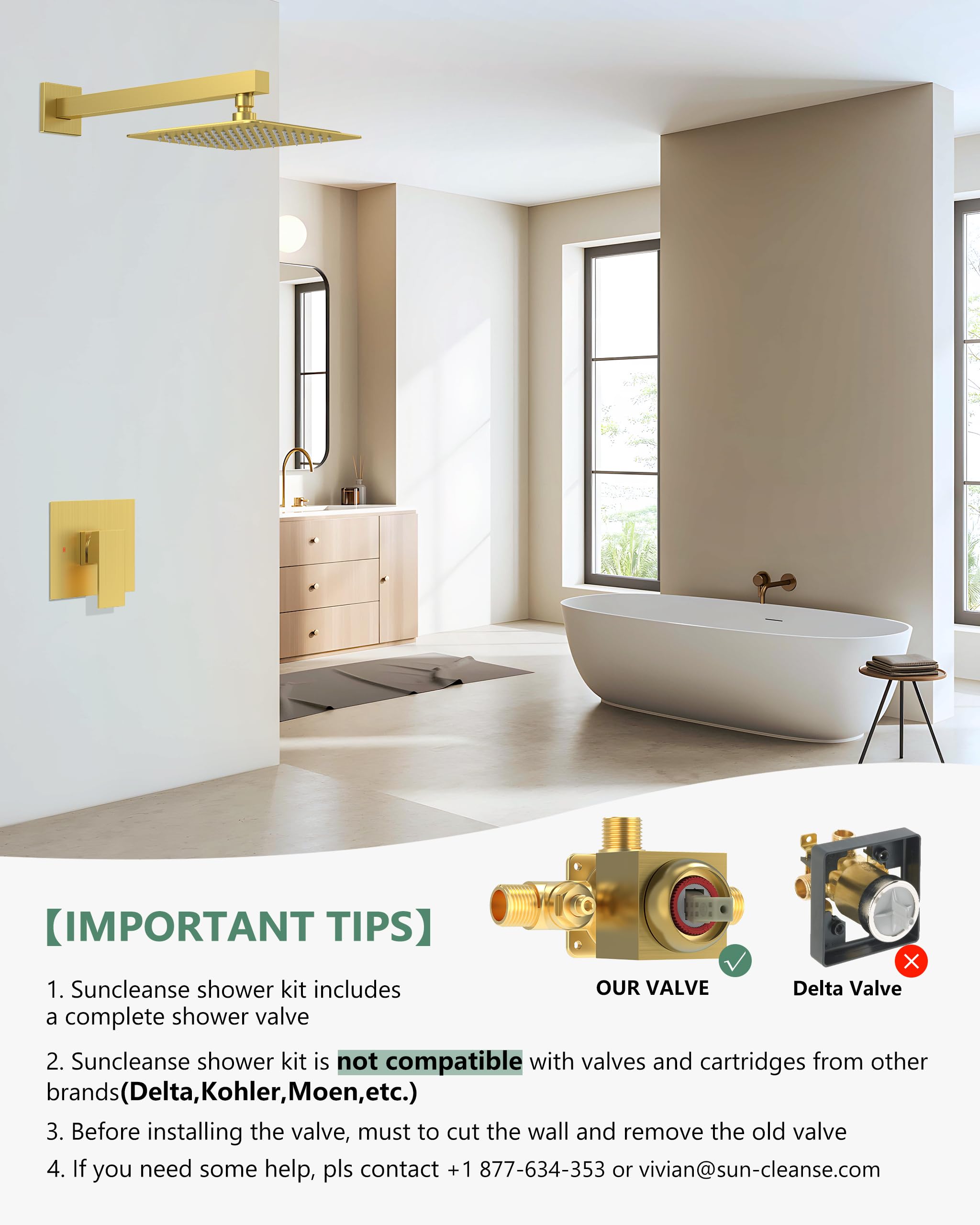 8 Inch Cross Bar Shower Kit （Square）