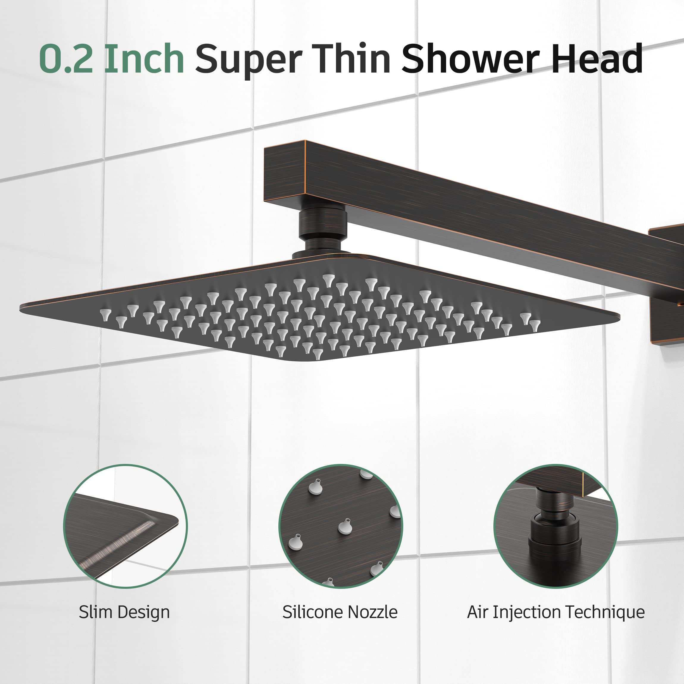 8 Inch Cross Bar Shower Kit （Square）