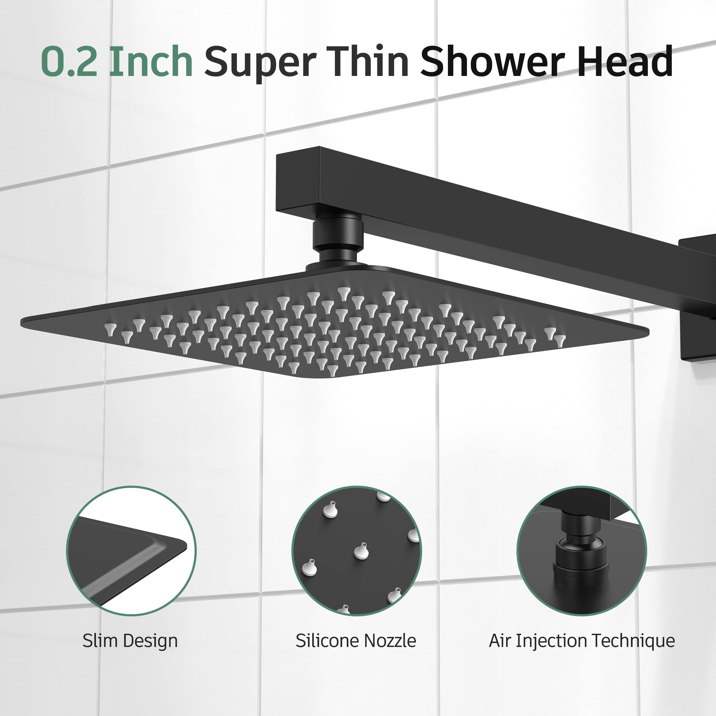 8 Inch Cross Bar Shower Kit （Square）
