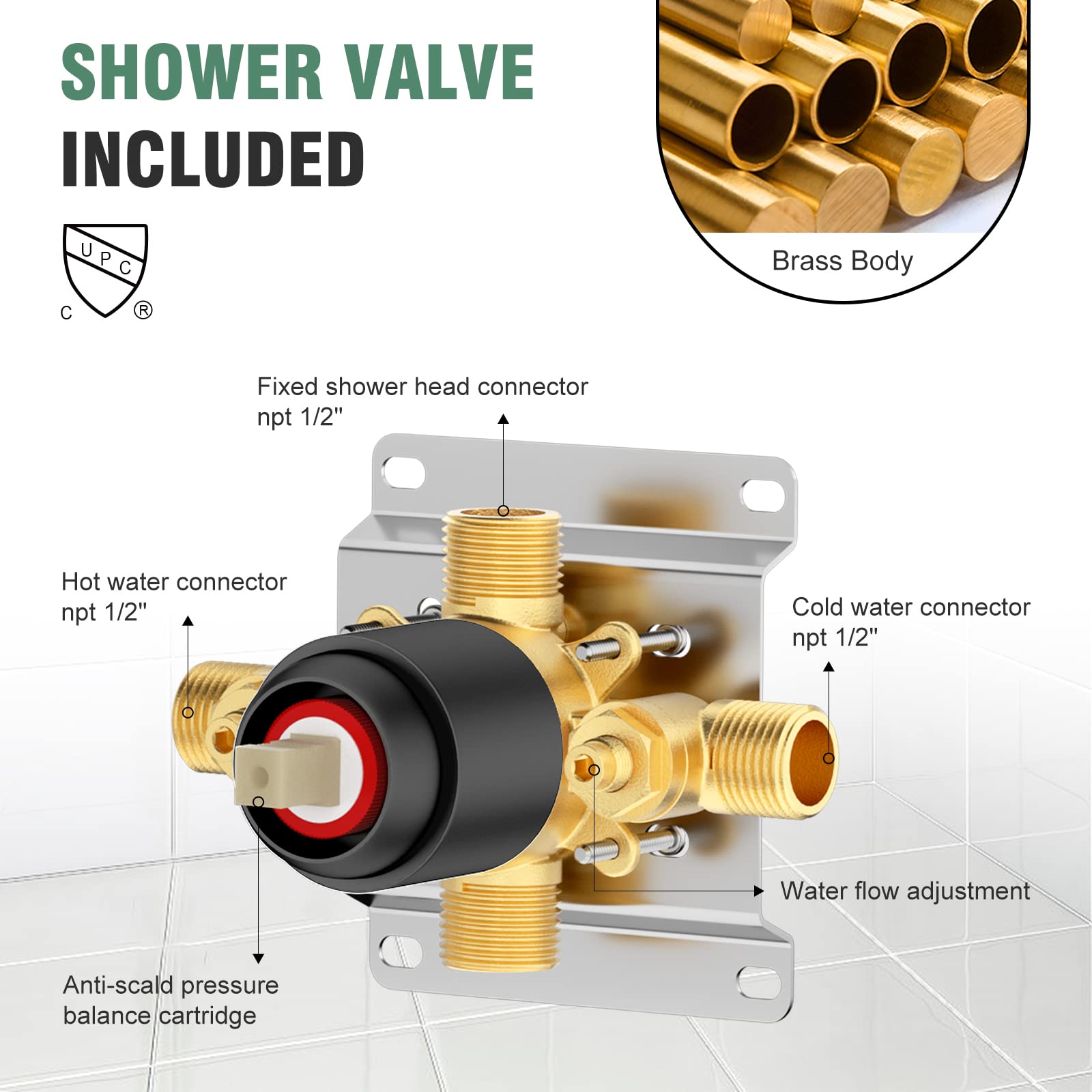 8 Inch Bend Pipe Shower Set (Bathtub)