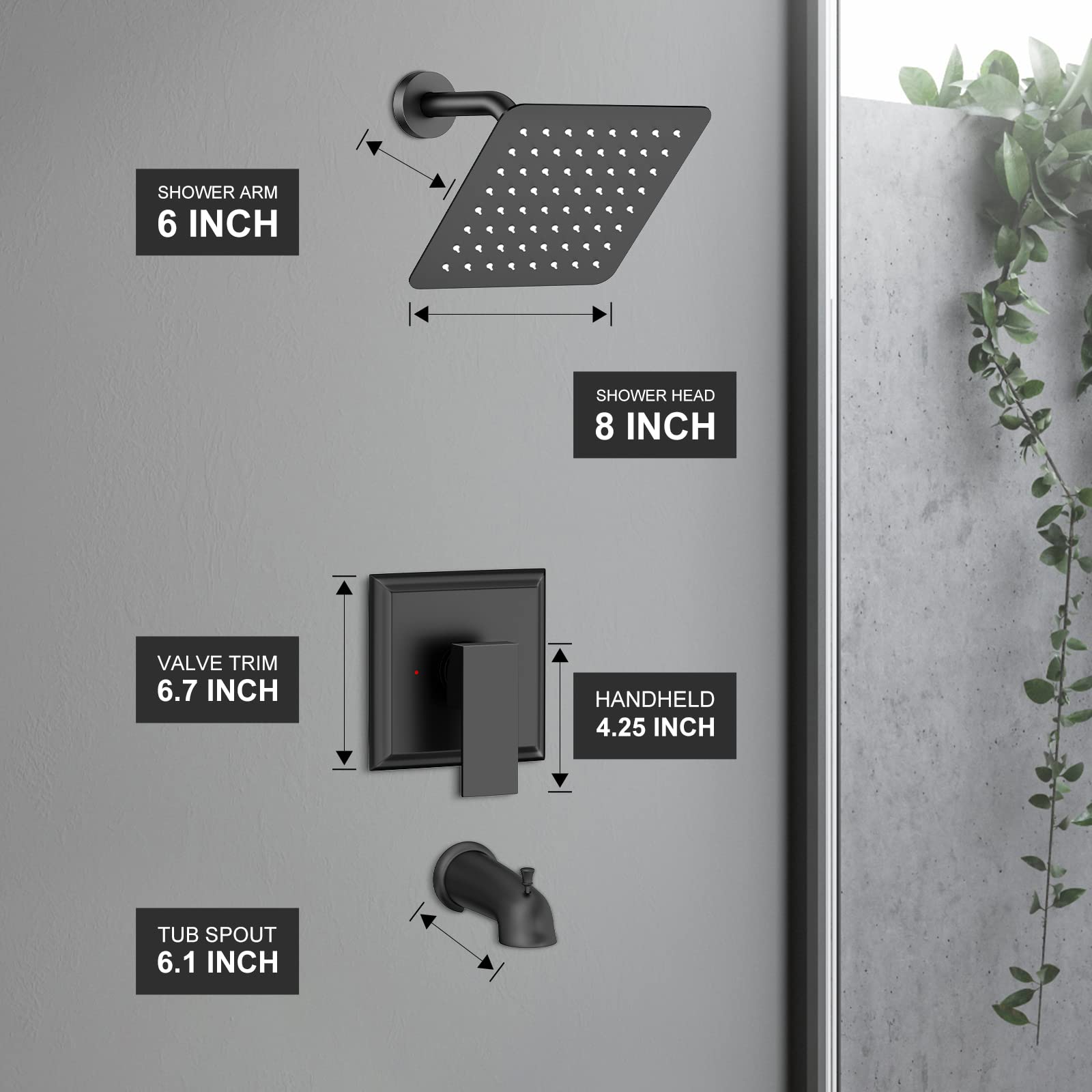 8 Inch Bend Pipe Shower Set (Bathtub)