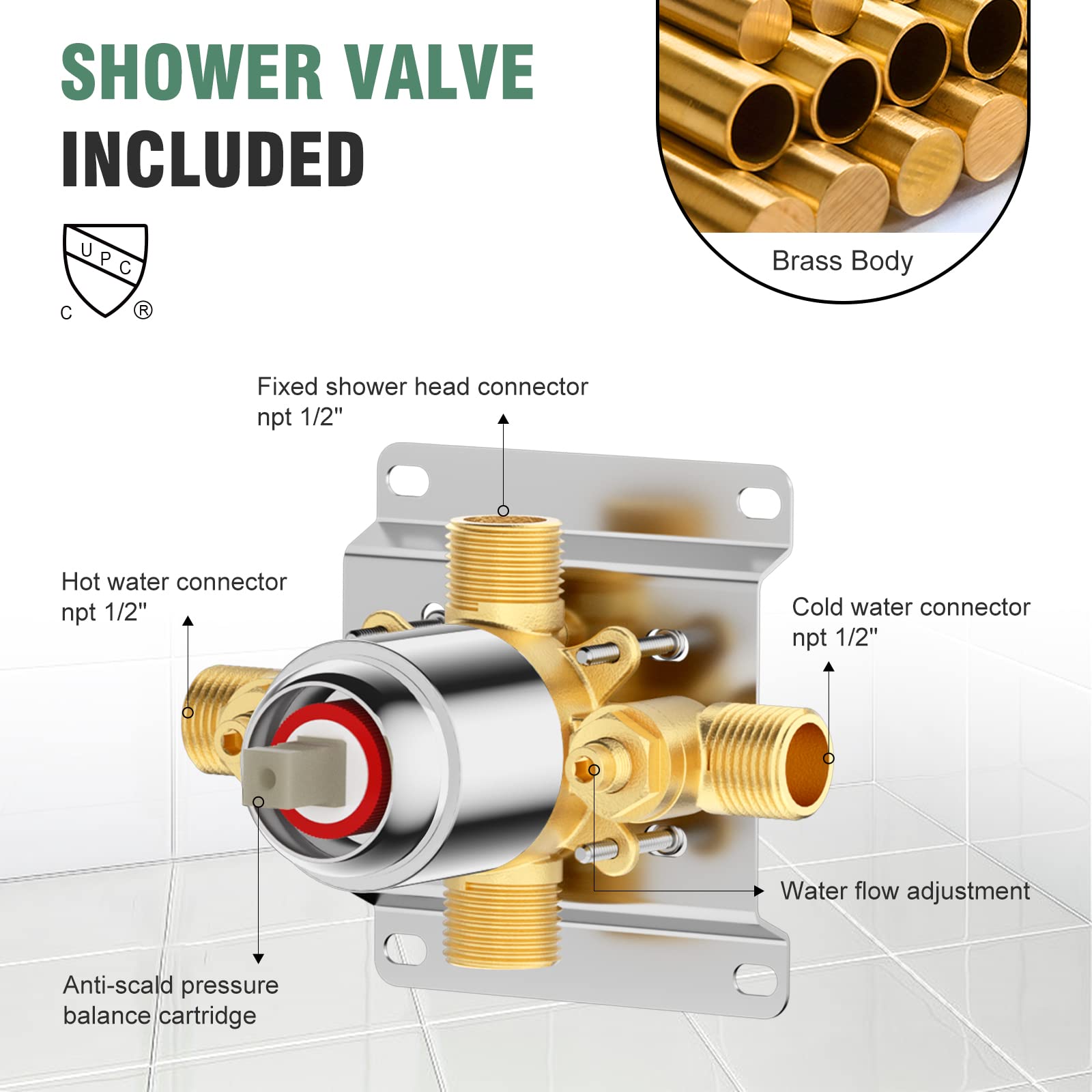 8 Inch Bend Pipe Shower Set (Bathtub)