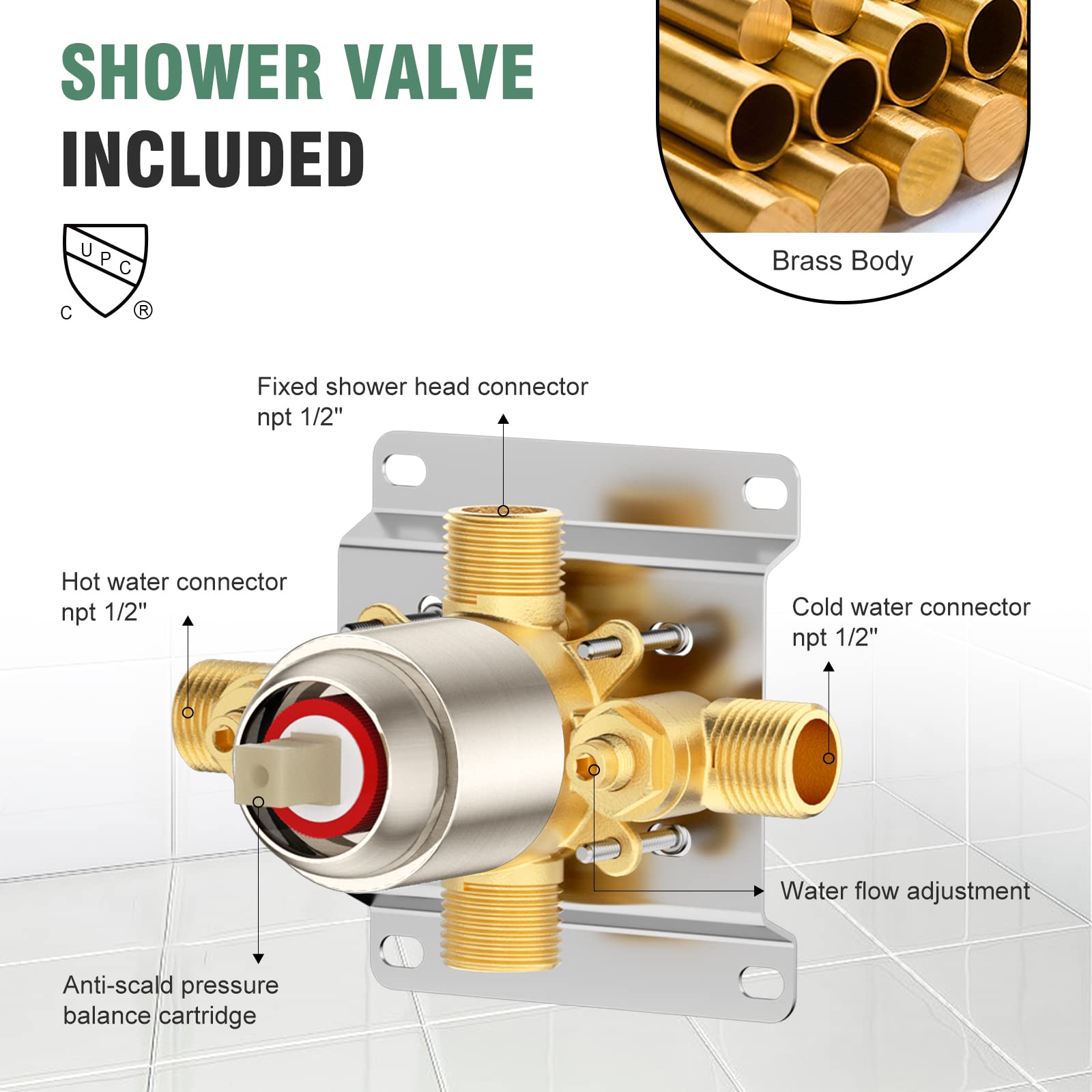 8 Inch Bend Pipe Shower Set (Bathtub)