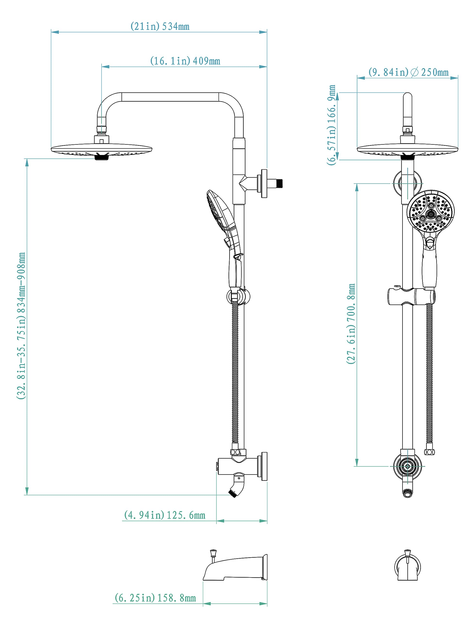 Gooseneck Shower Set (Bathtub)