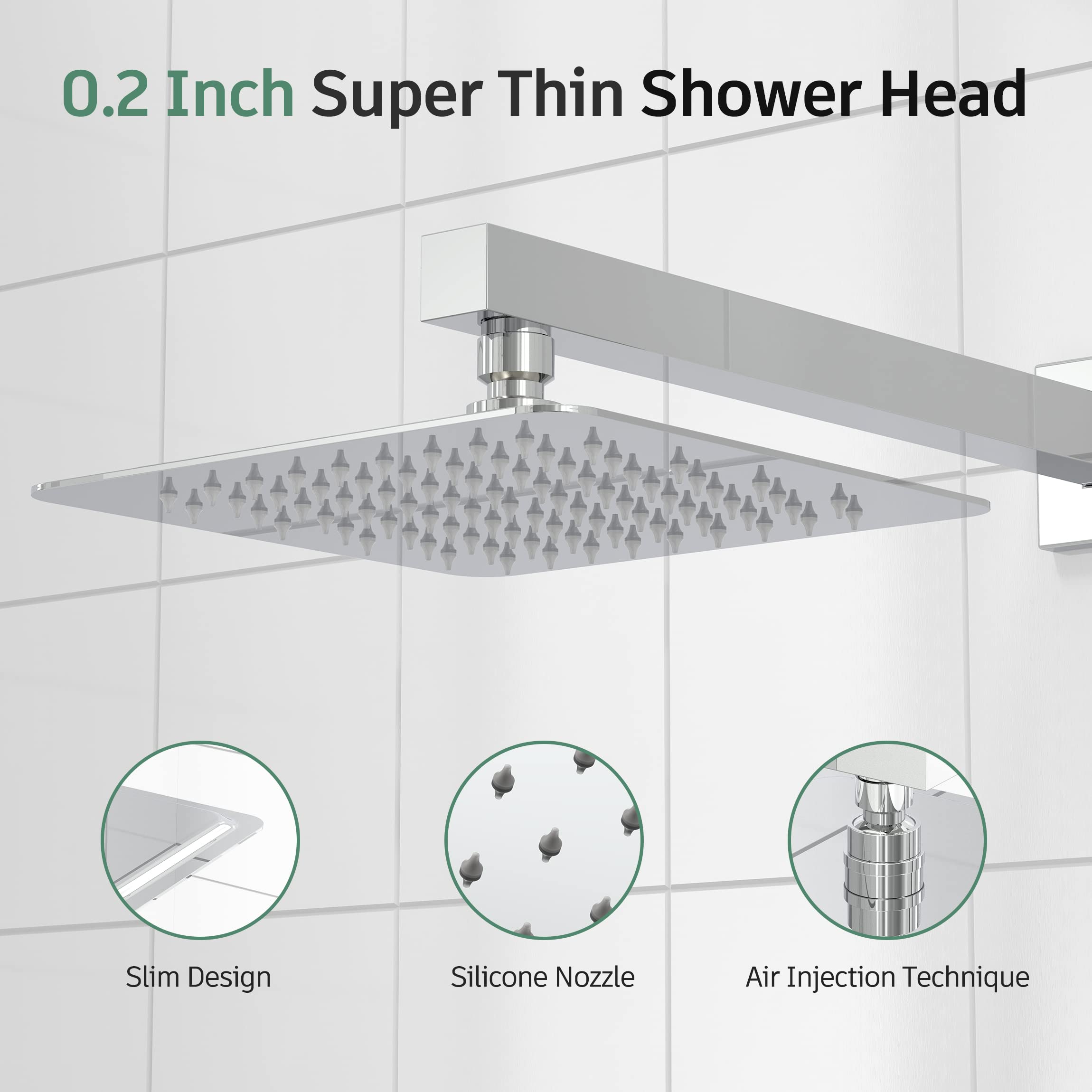 8 Inch Cross Bar Shower Kit （Square）
