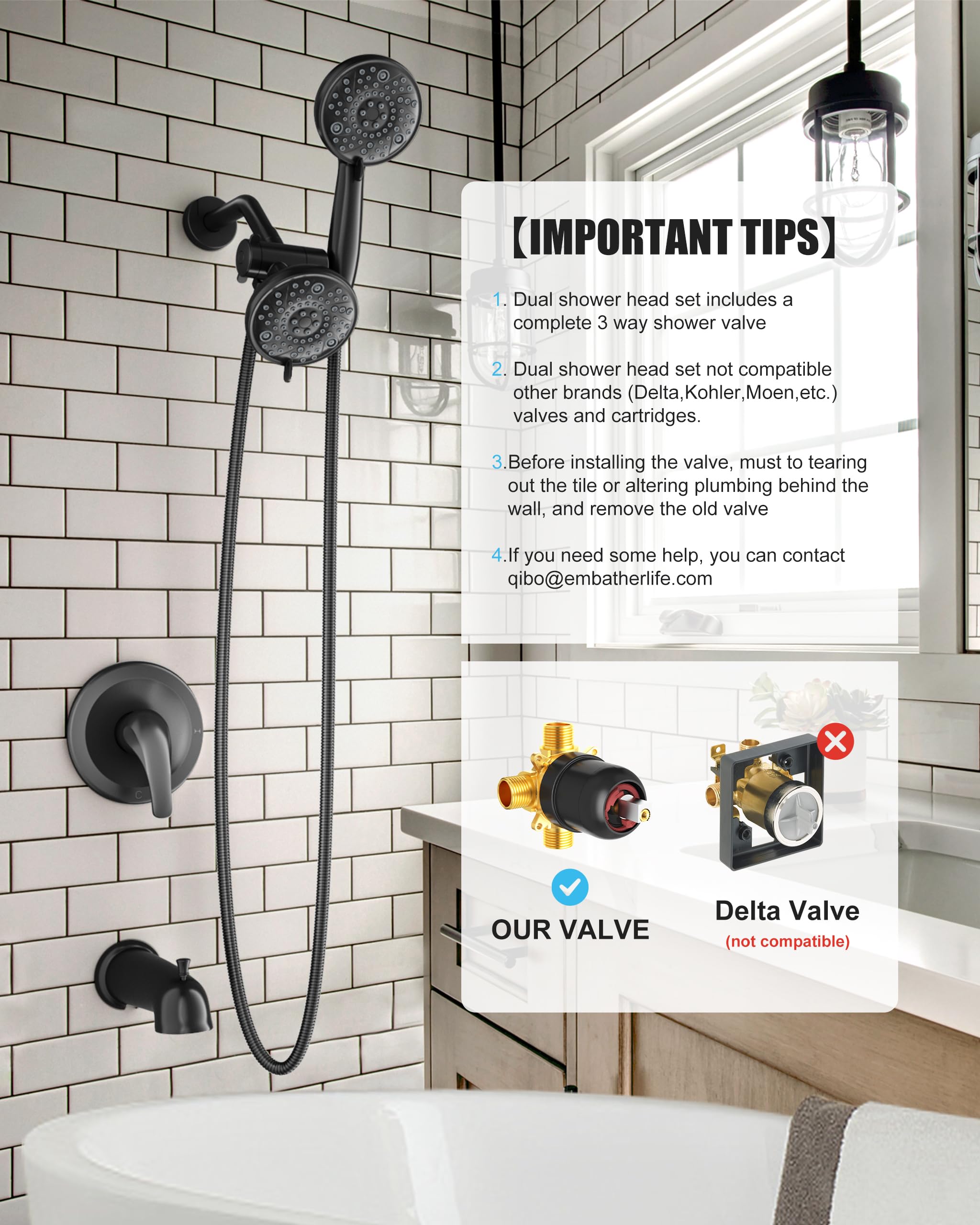 Dual Shower Head Set (Bathtub)