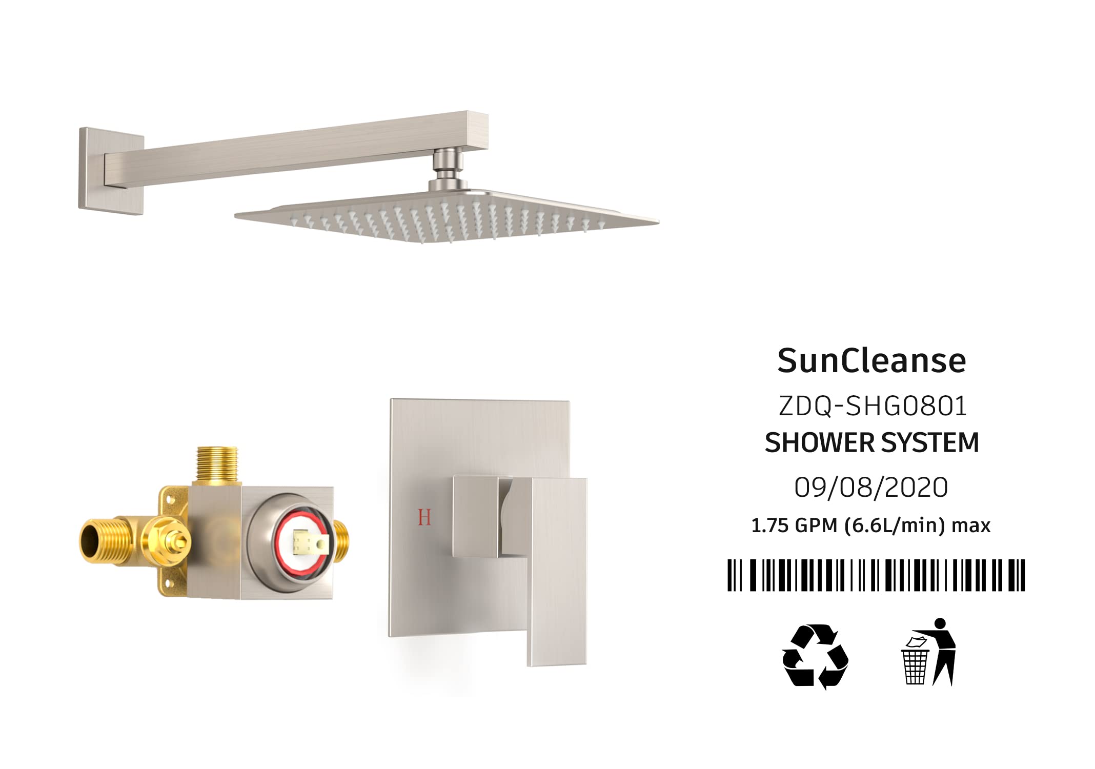 8 Inch Cross Bar Shower Kit （Square）