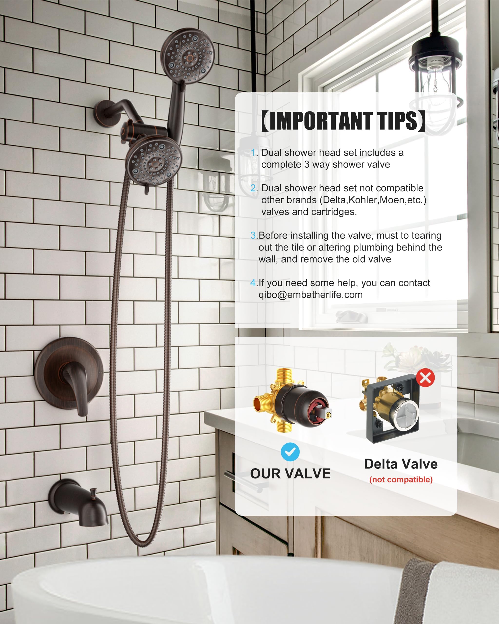 Dual Shower Head Set (Bathtub)