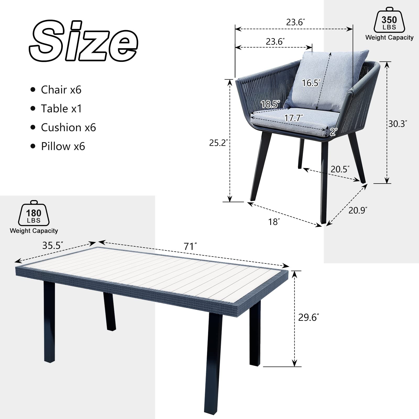 9-Piece Outdoor Dining Set for 8 (Table + 8 Chairs with Cushions)​