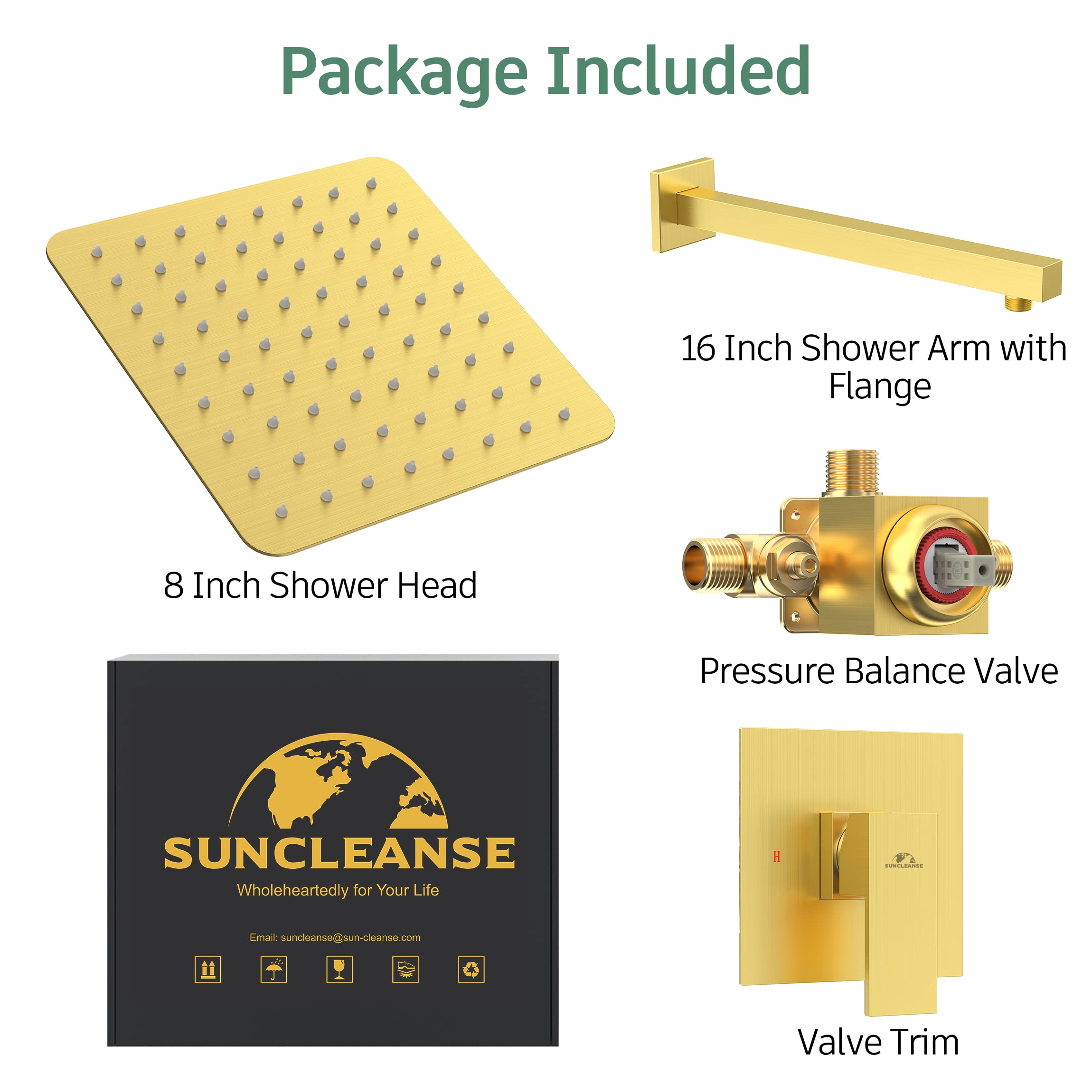 8 Inch Cross Bar Shower Kit （Square）