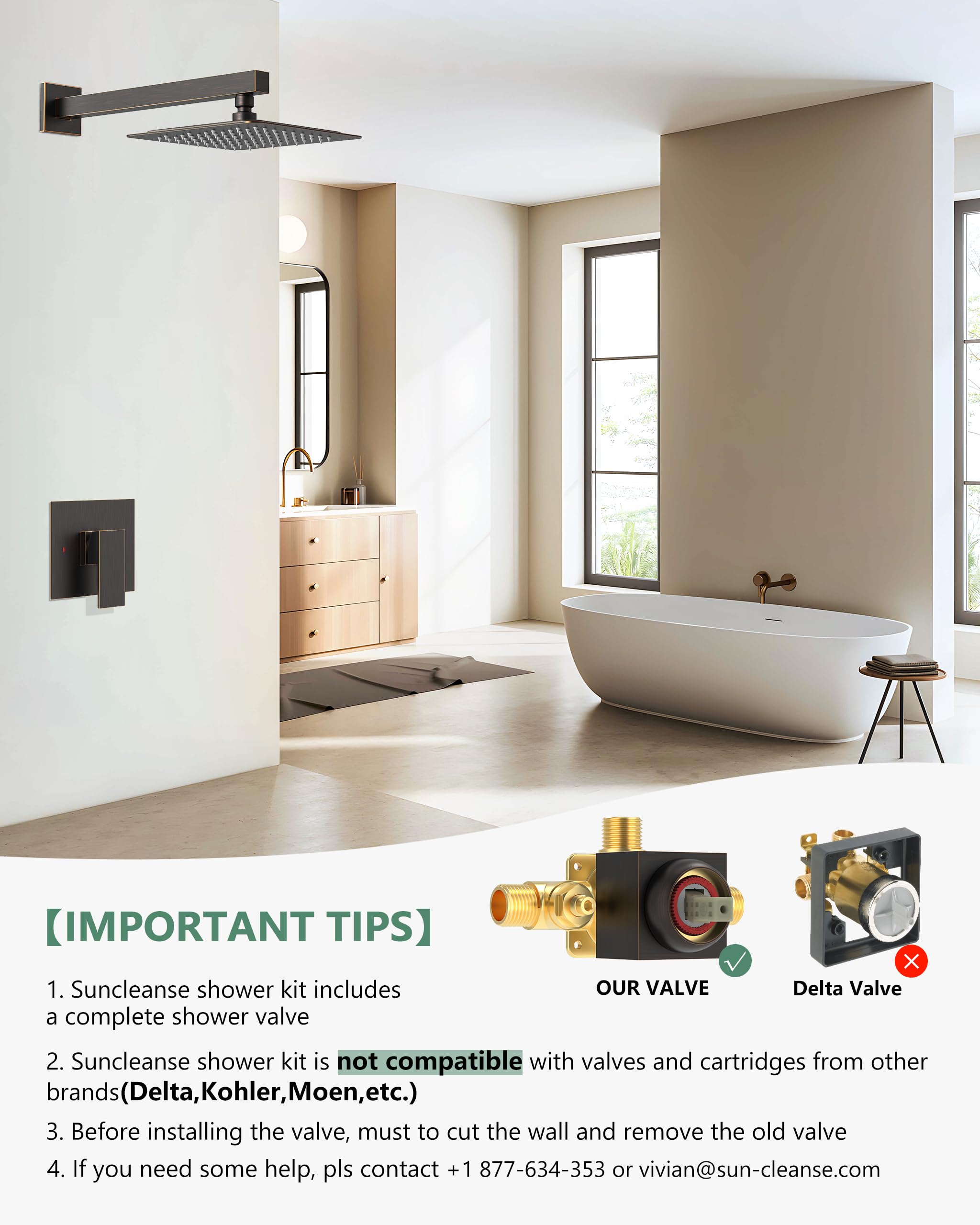 8 Inch Cross Bar Shower Kit （Square）