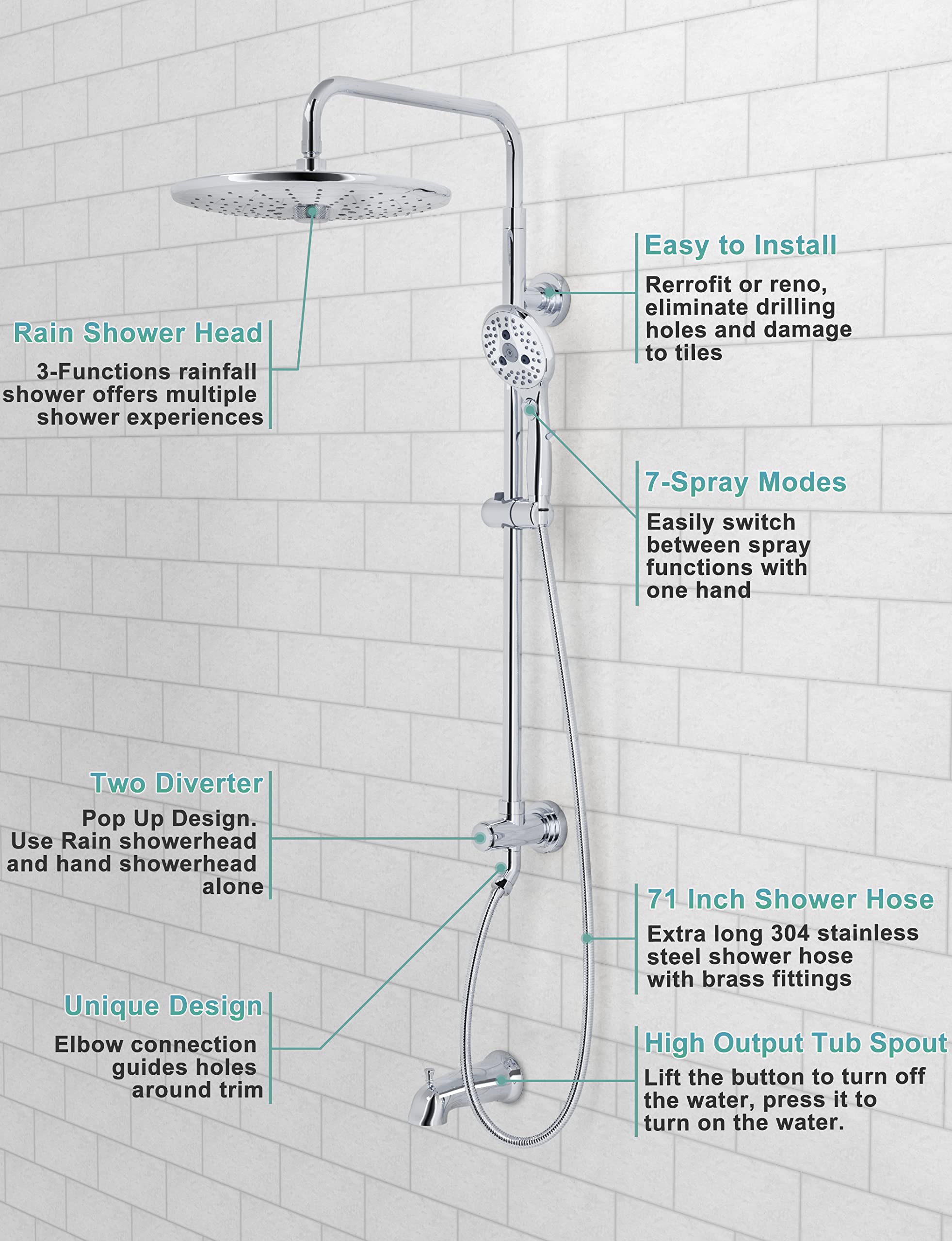 Gooseneck Shower Set (Bathtub)