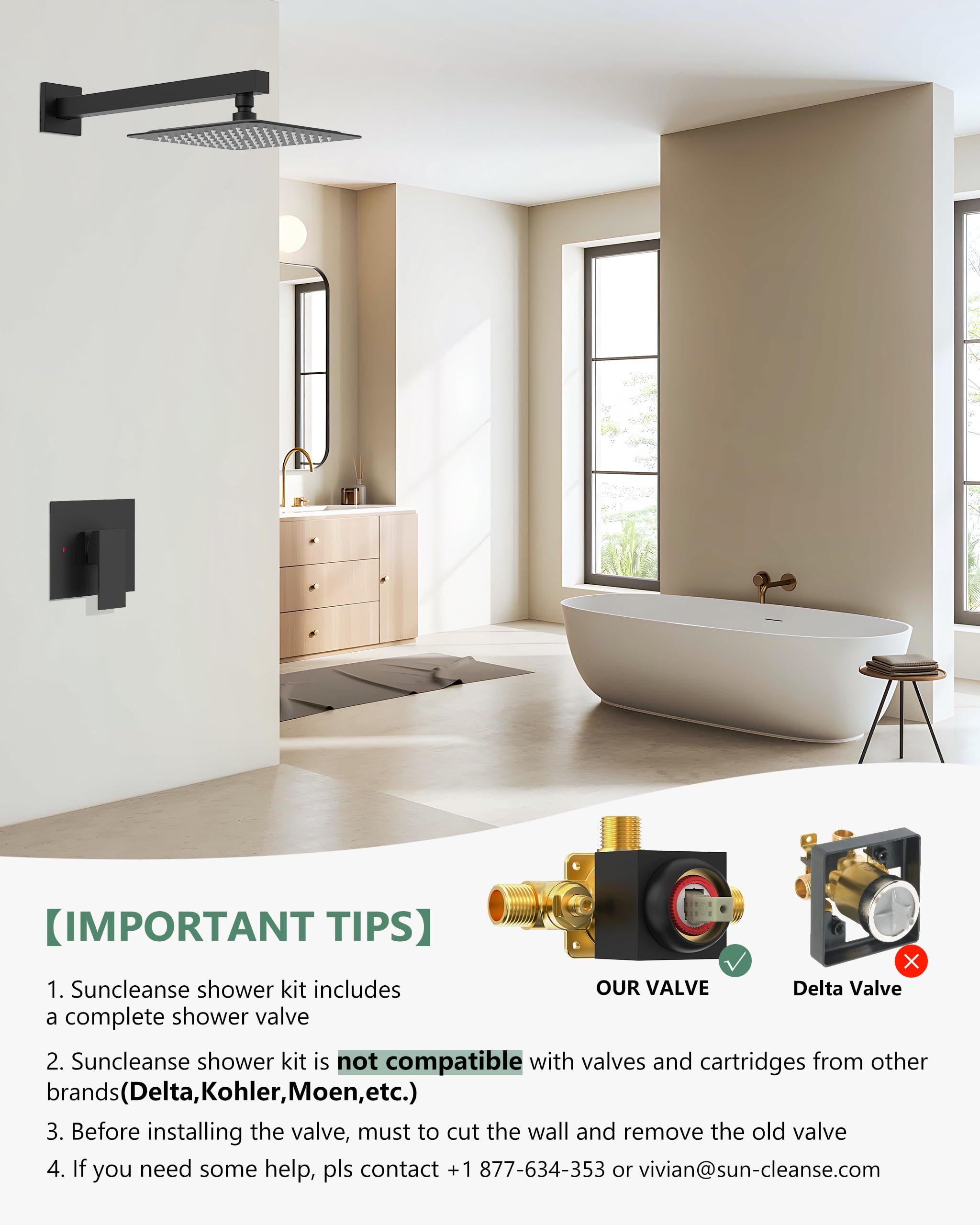 8 Inch Cross Bar Shower Kit （Square）