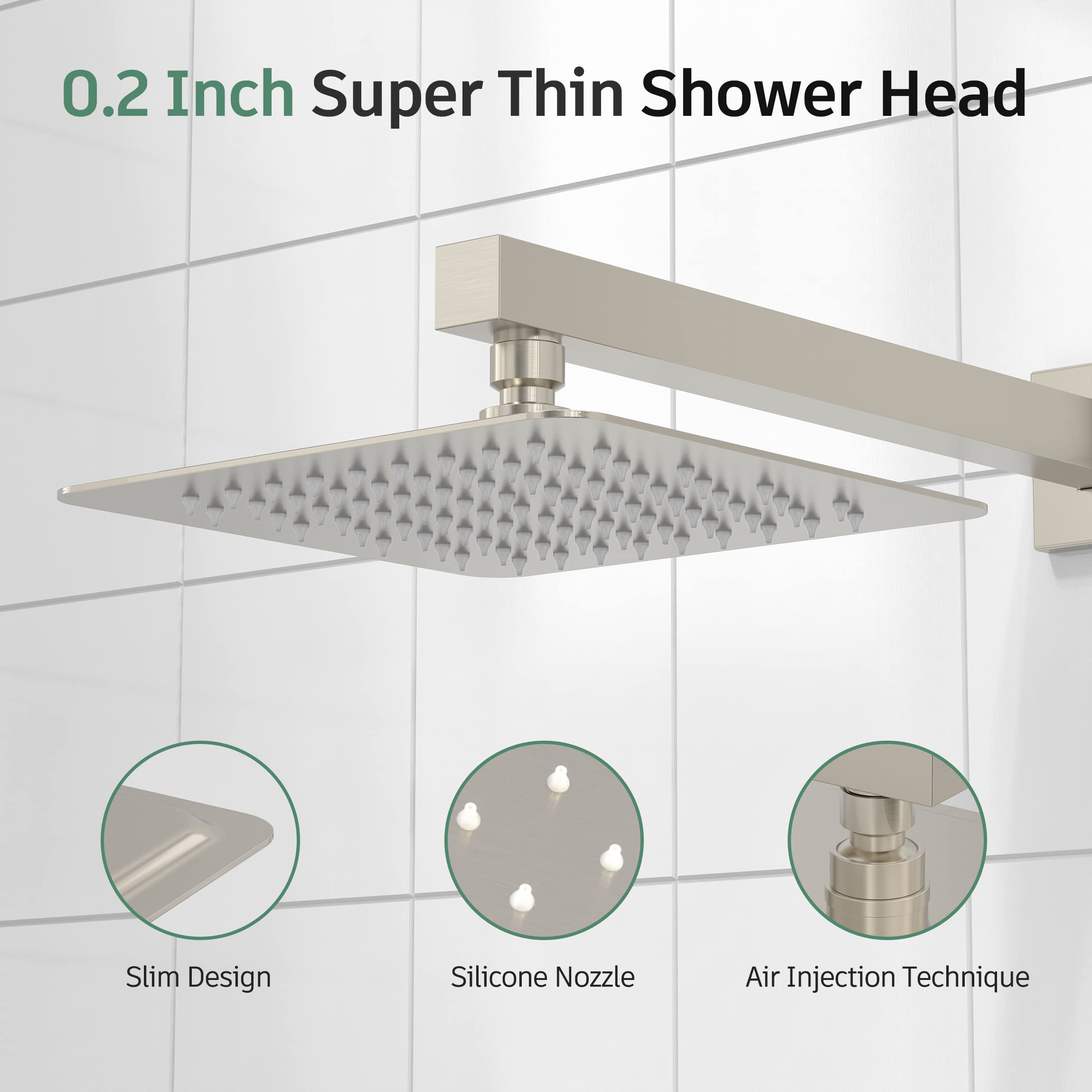 8 Inch Cross Bar Shower Kit （Square）