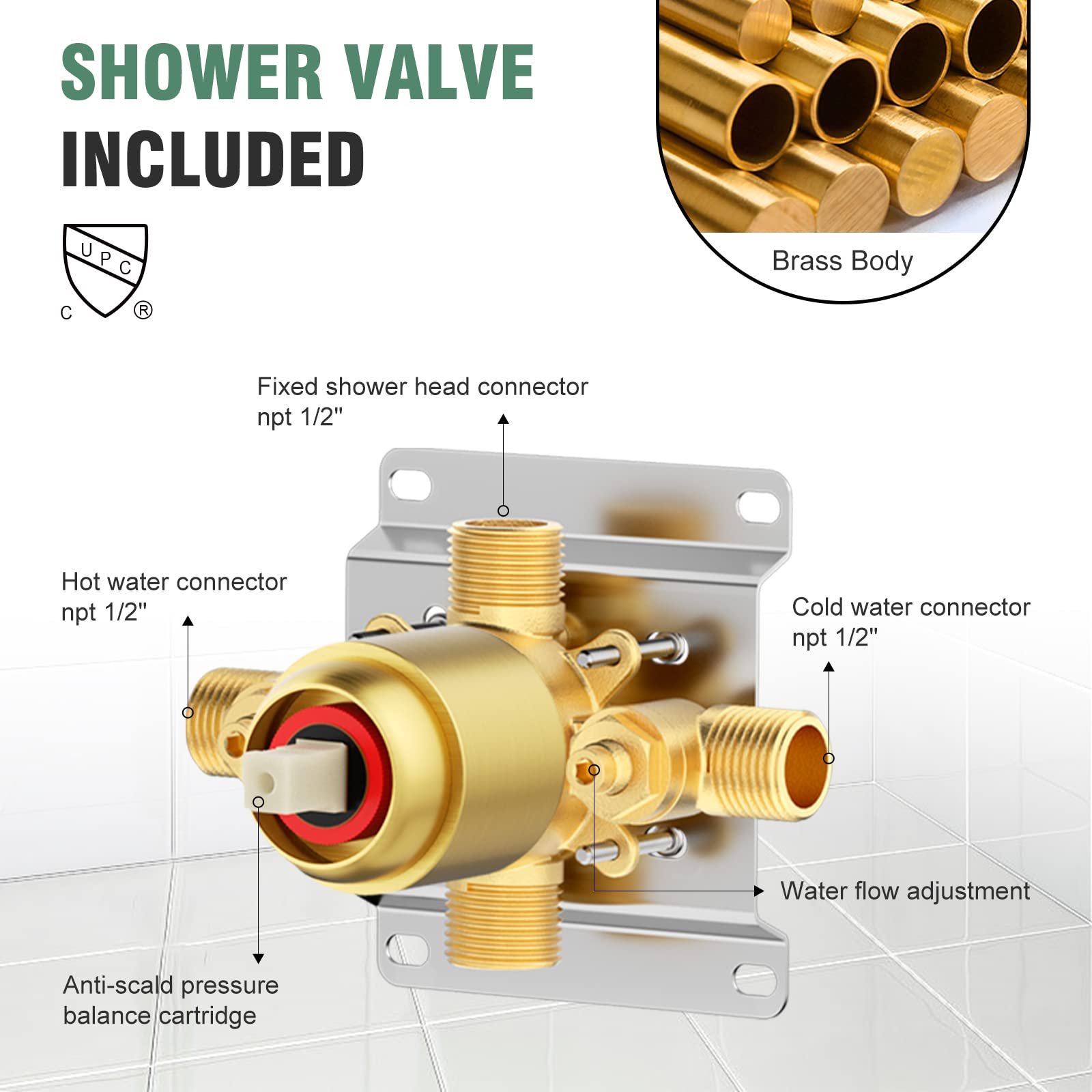 8 Inch Bend Pipe Shower Set (Bathtub)