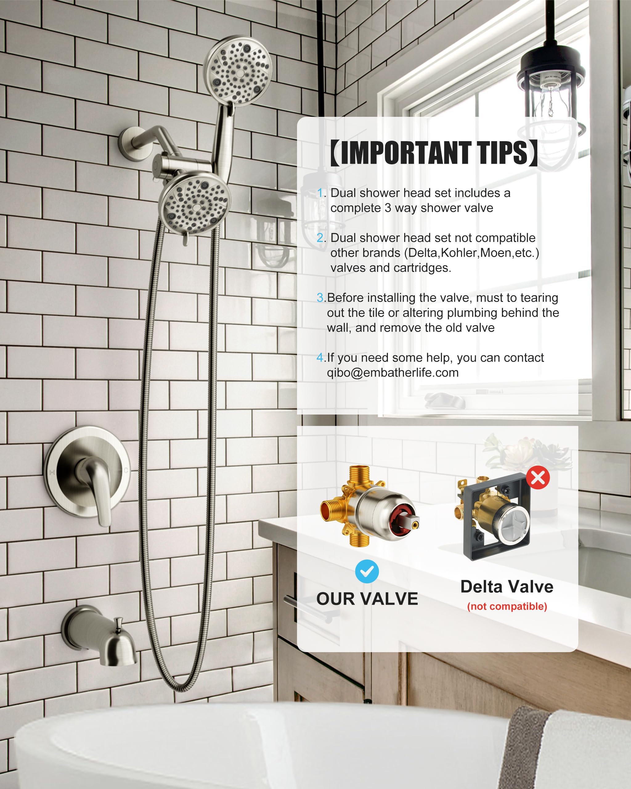 Dual Shower Head Set (Bathtub)