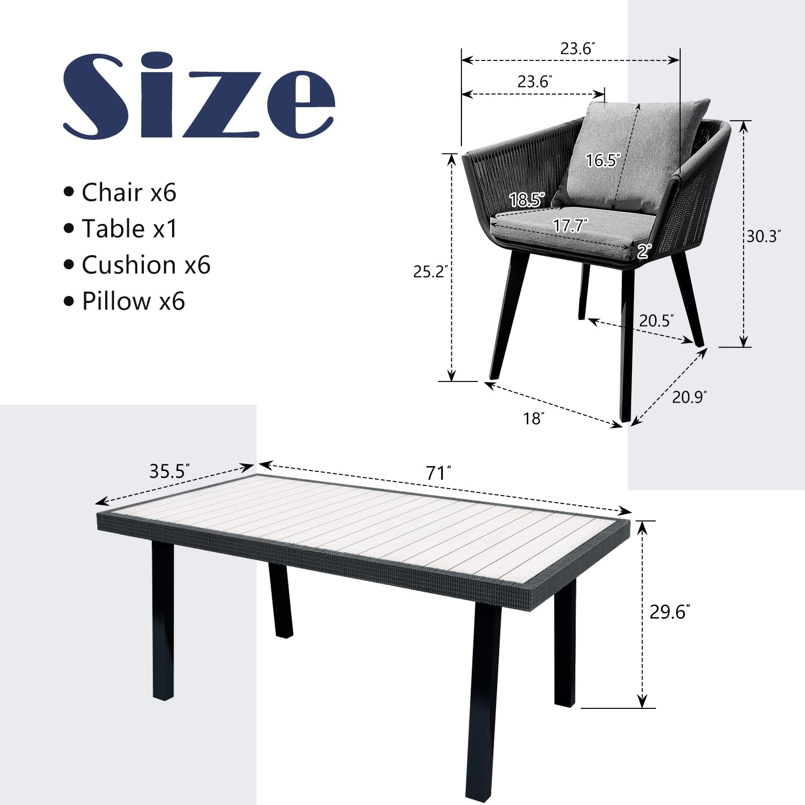 9-Piece Outdoor Dining Set for 8 (Table + 8 Chairs with Cushions)​