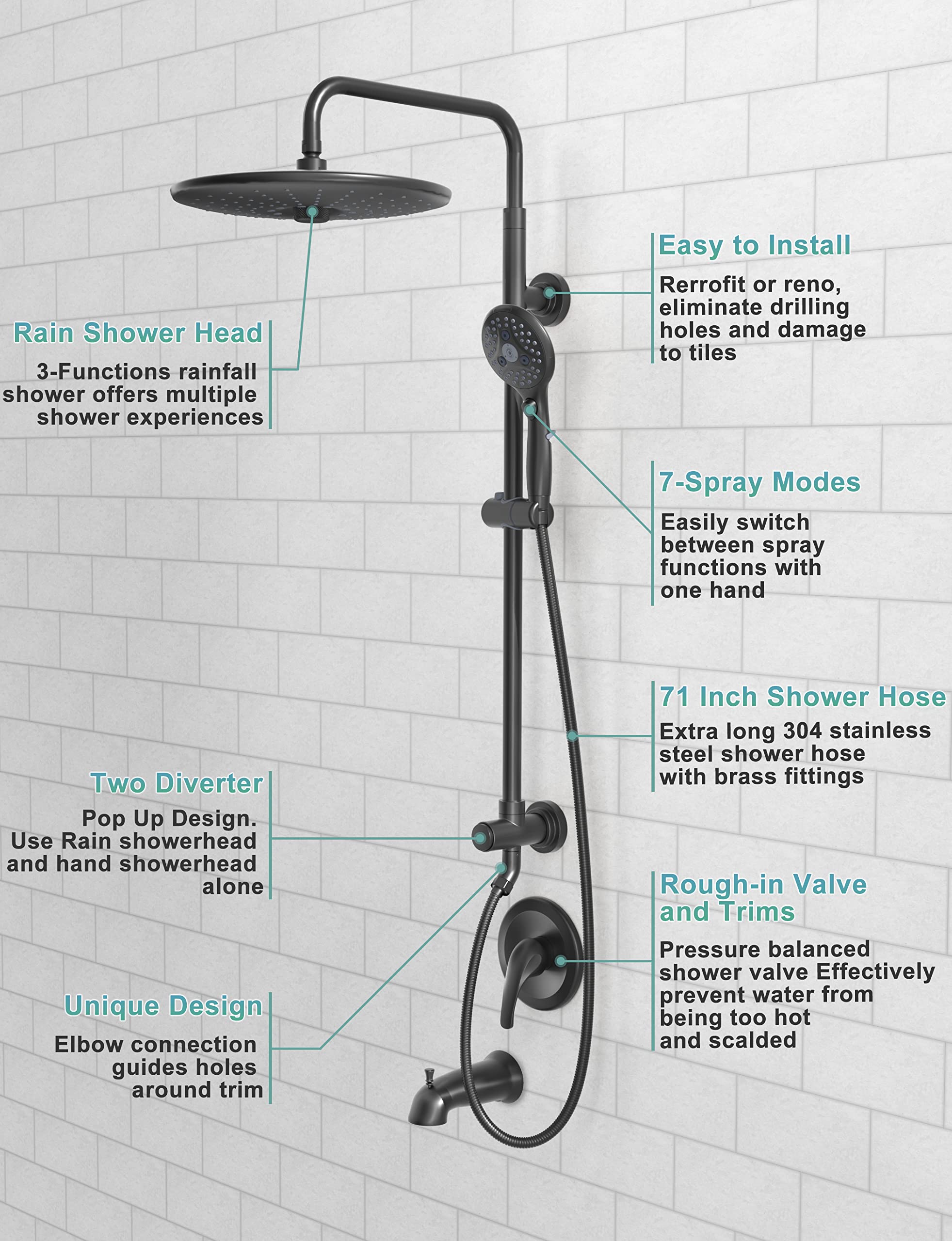 Gooseneck Shower Set (Bathtub)