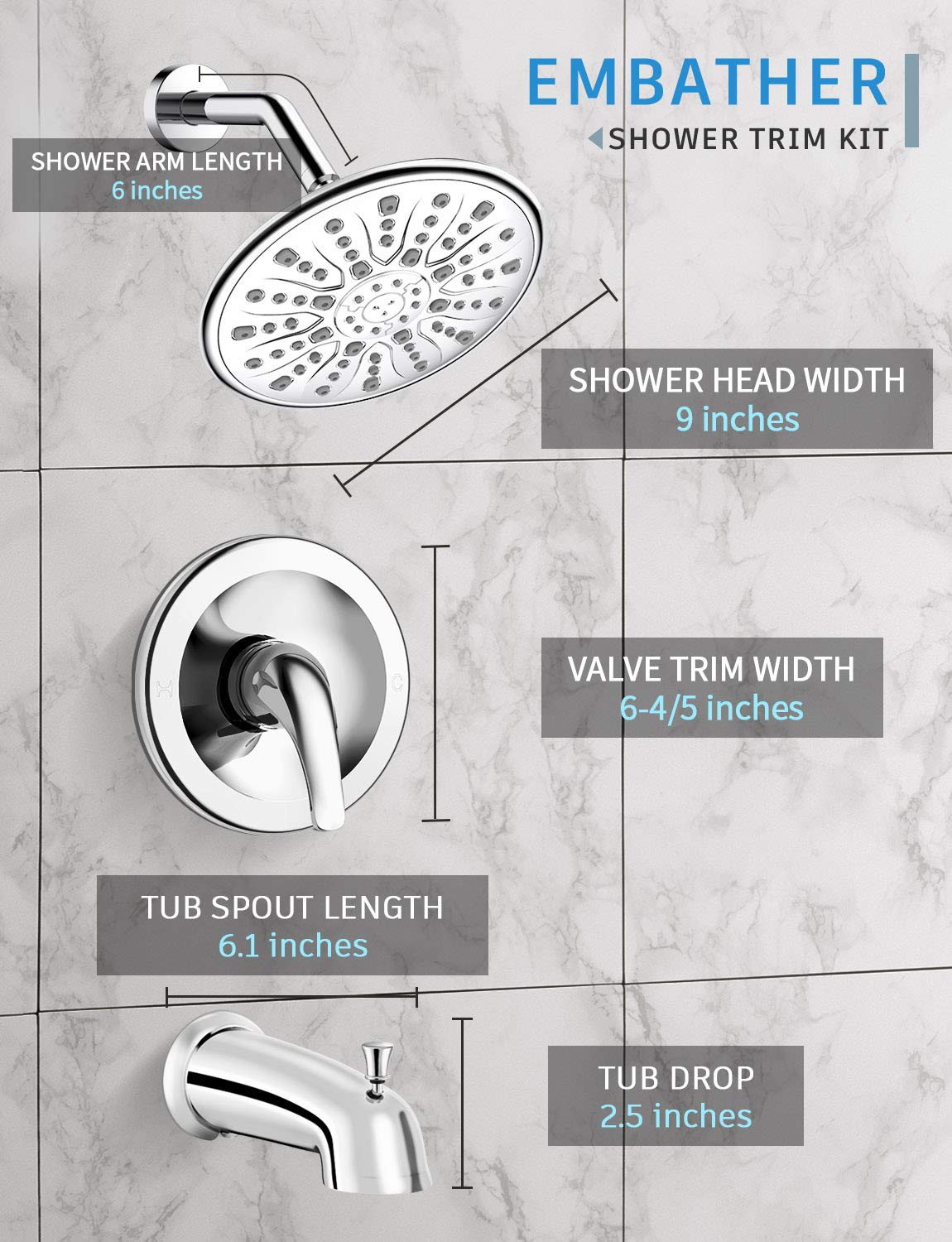 9 Inch Shower Set (Bathtub)