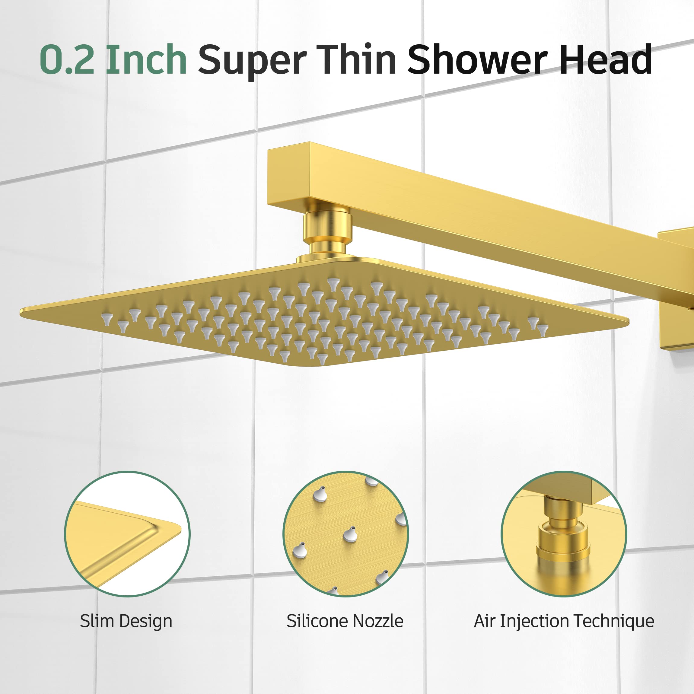 8 Inch Cross Bar Shower Kit （Square）