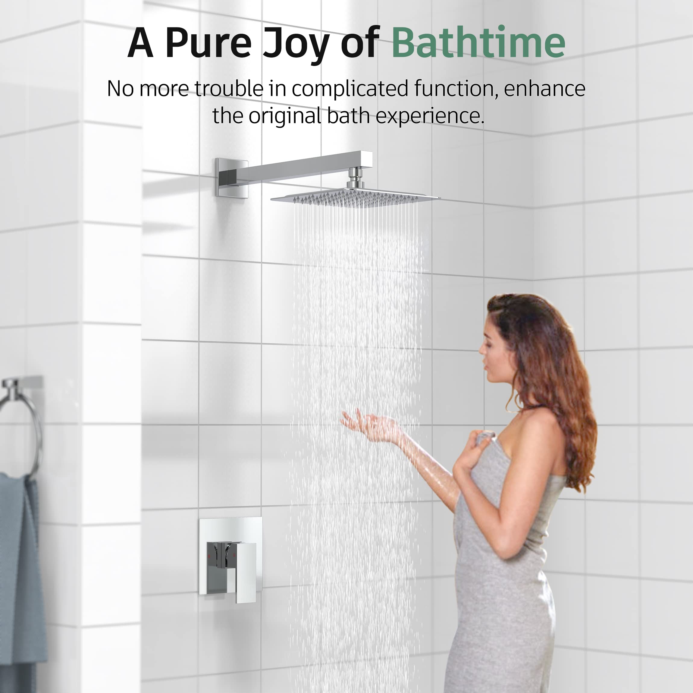 8 Inch Cross Bar Shower Kit （Square）