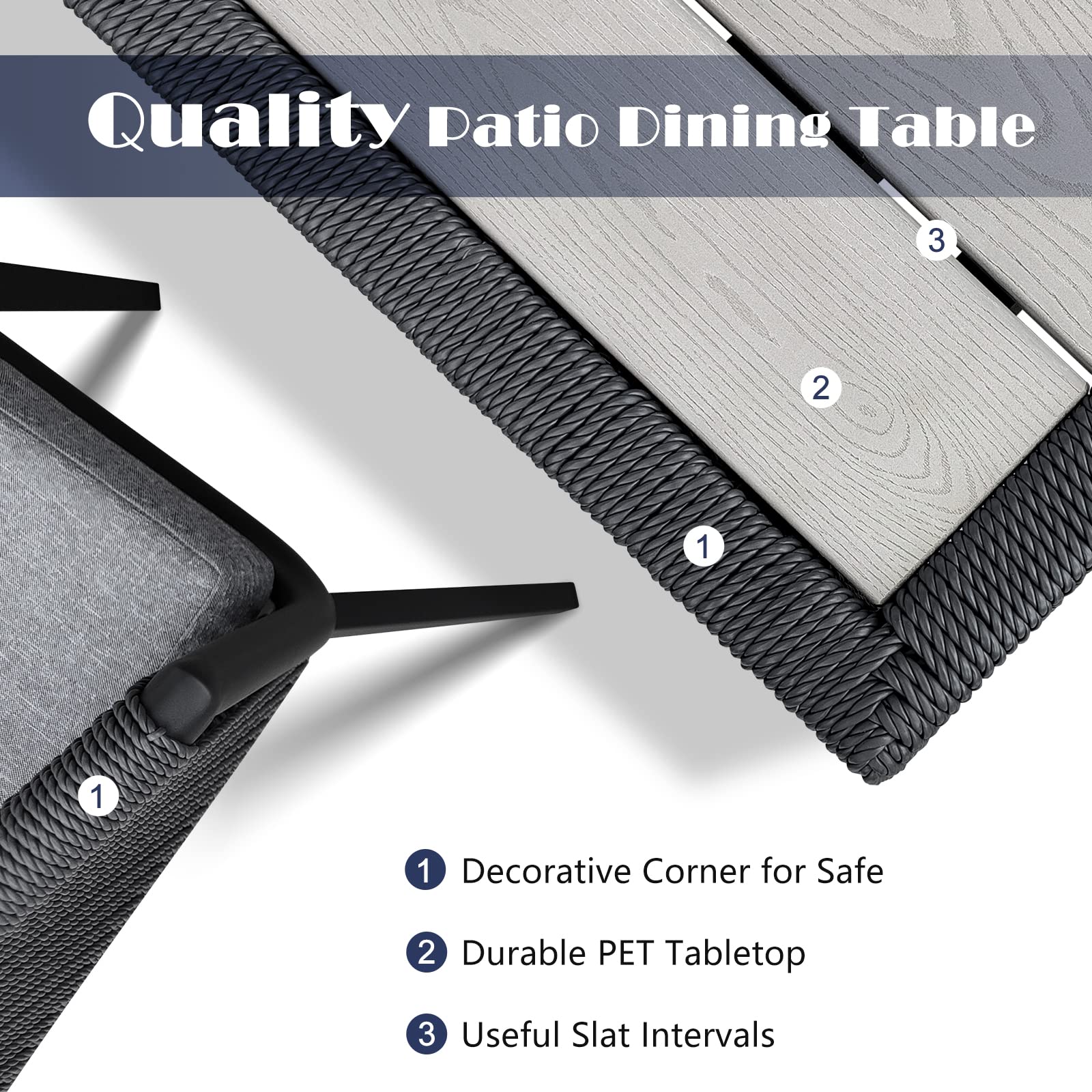 9-Piece Outdoor Dining Set for 8 (Table + 8 Chairs with Cushions)​