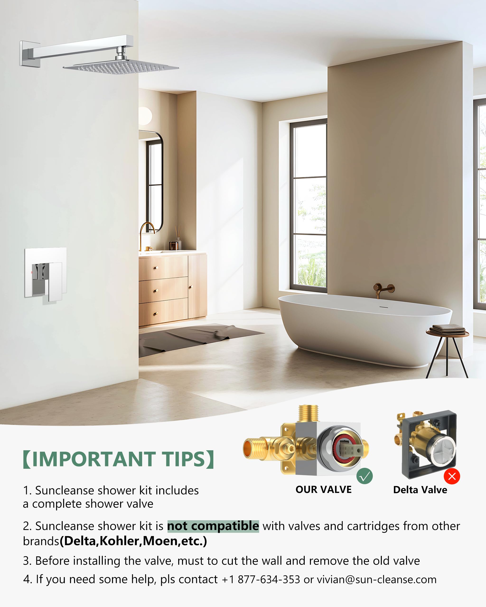 8 Inch Cross Bar Shower Kit （Square）