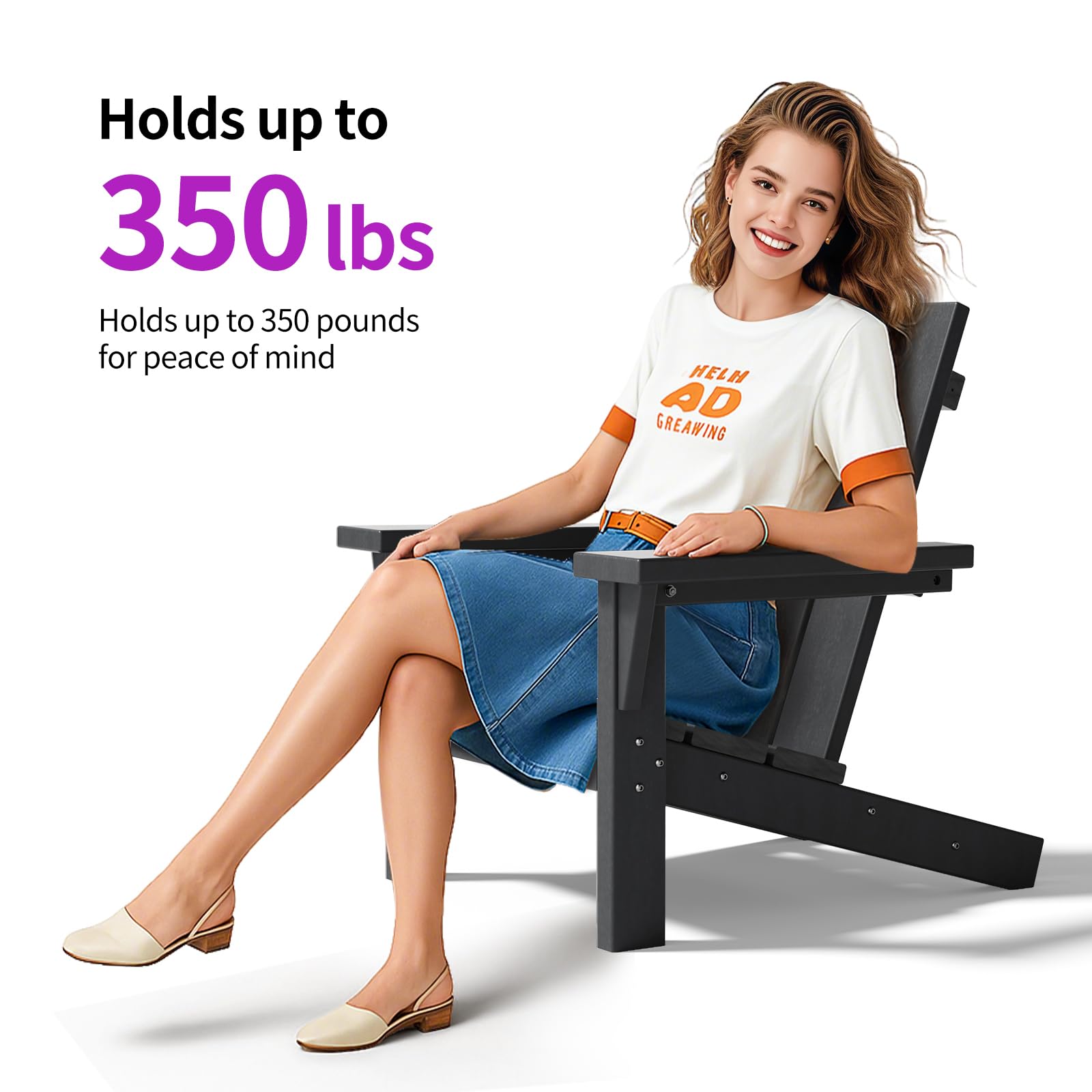 2-Piece All-Weather Adirondack Chair Set (HDPE, Teak Finish)​