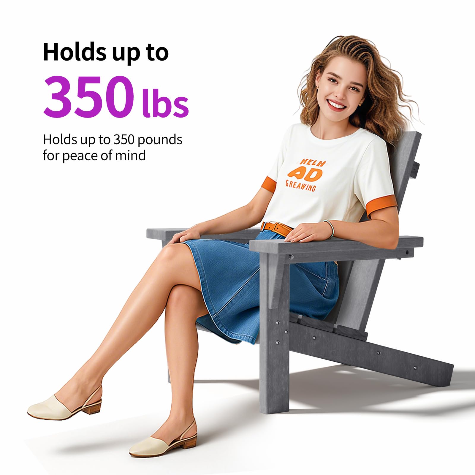 2-Piece All-Weather Adirondack Chair Set (HDPE, Teak Finish)​