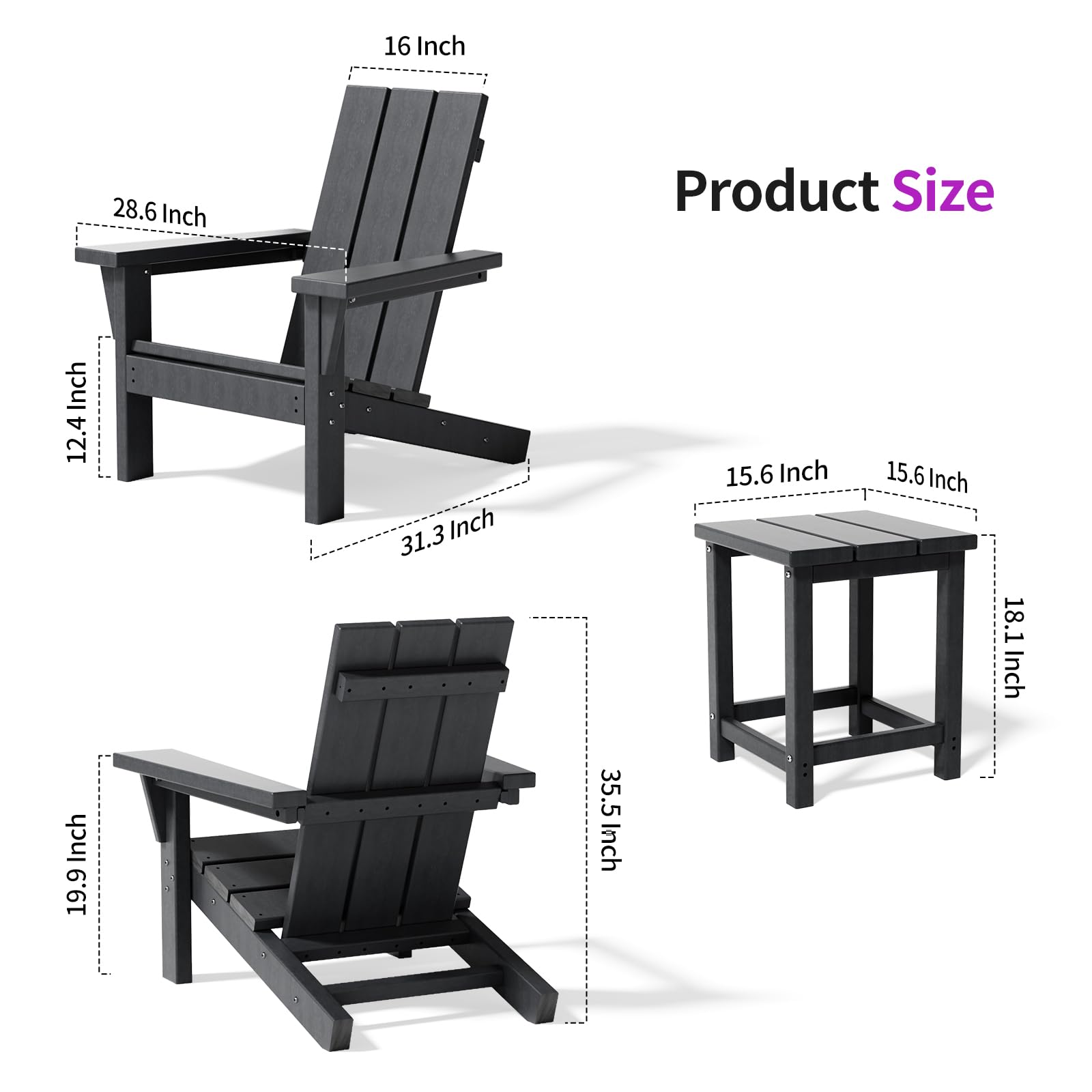 2-Piece All-Weather Adirondack Chair Set (HDPE, Teak Finish)​