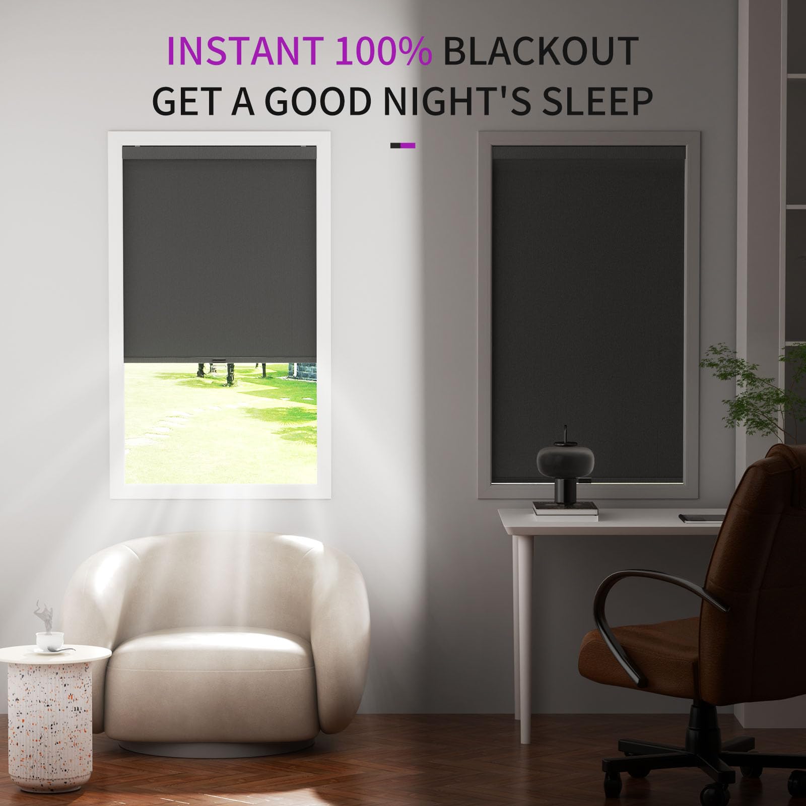 Cordless Blackout Pull-Down Shades with Valance