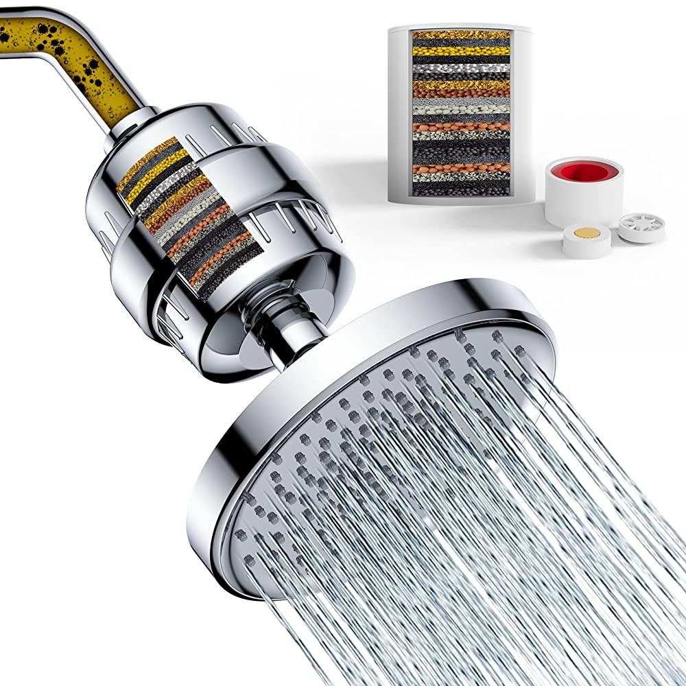 20 Stage Shower Filter for Hard Water With 6 Inch Shower Head