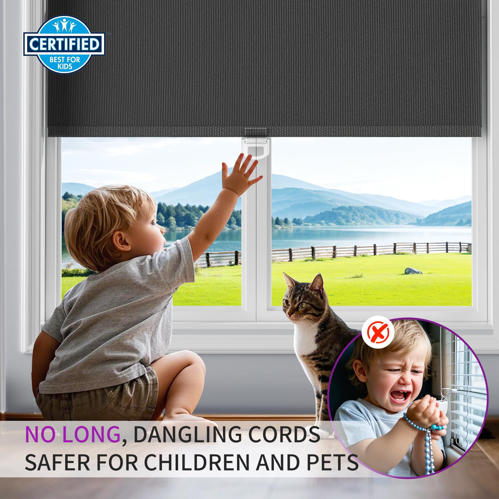 Cordless Blackout Pull-Down Shades with Valance