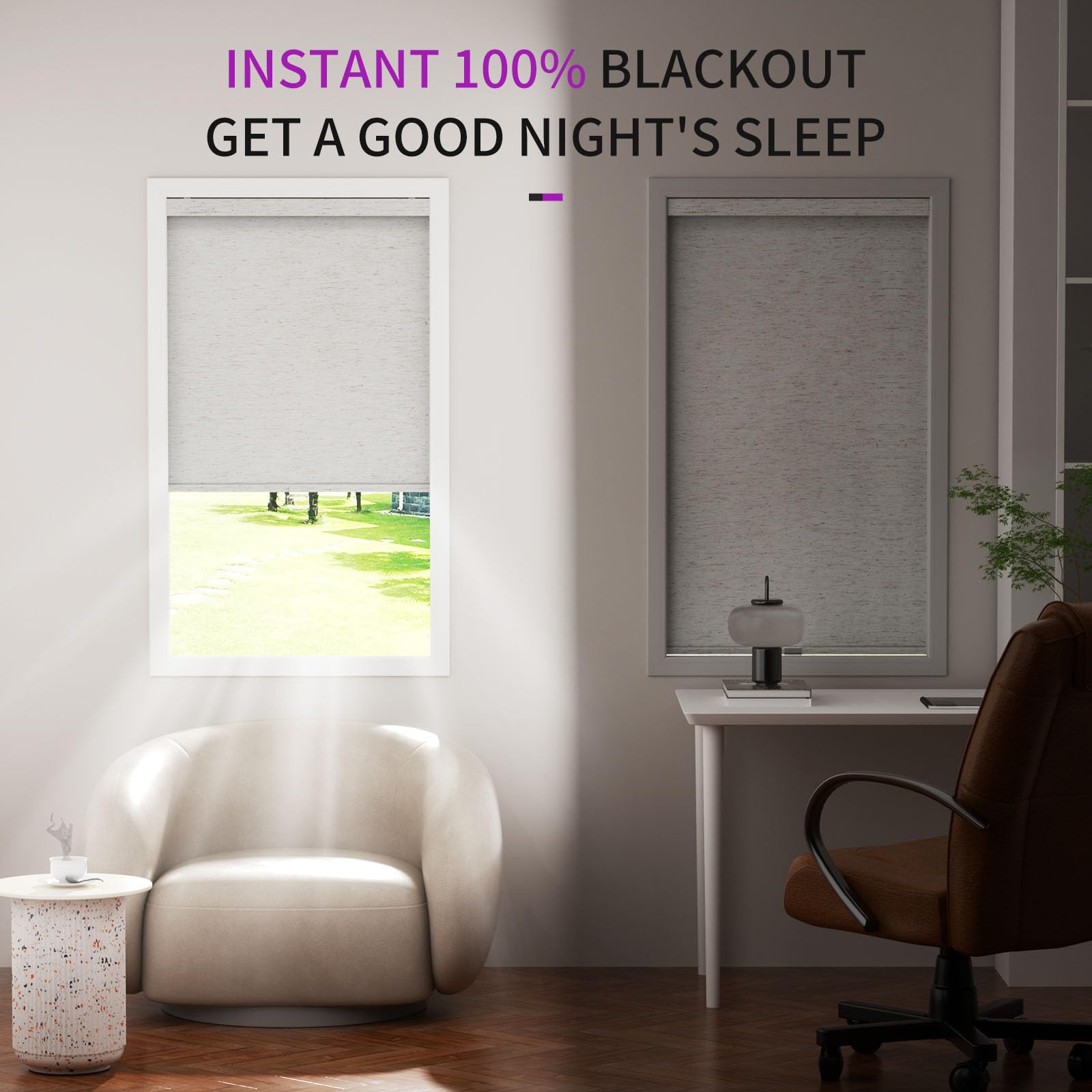 Cordless Blackout Pull-Down Shades with Valance