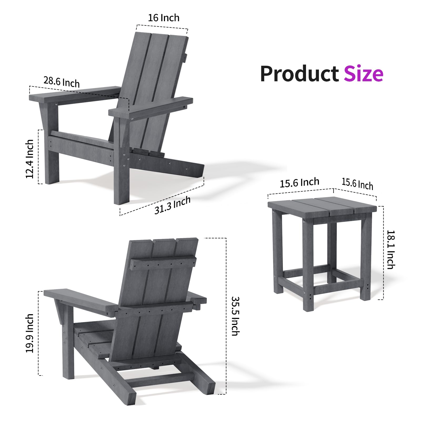 2-Piece All-Weather Adirondack Chair Set (HDPE, Teak Finish)​