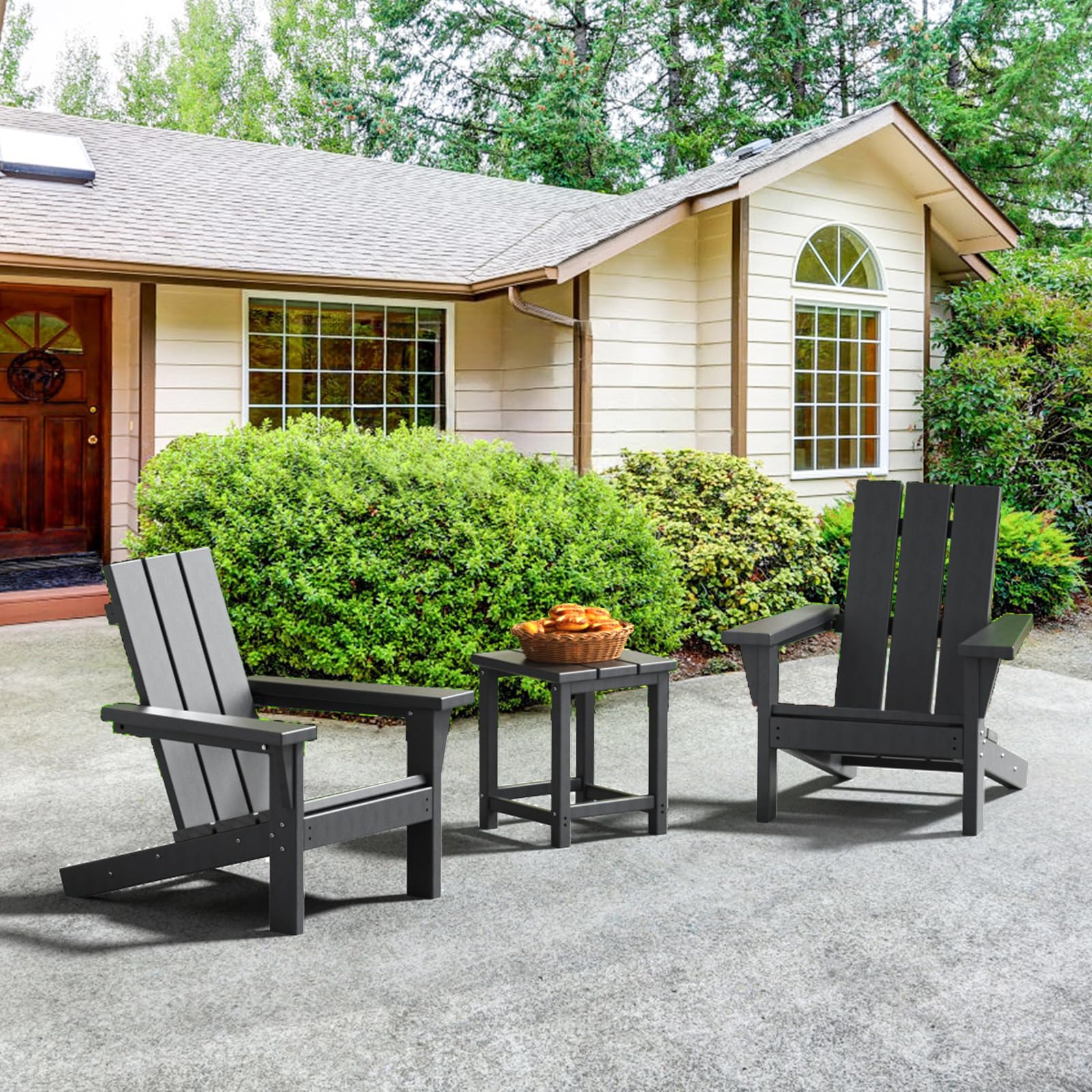 2-Piece All-Weather Adirondack Chair Set (HDPE, Teak Finish)​