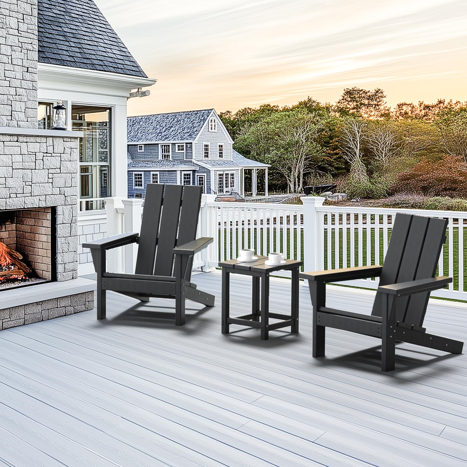 2-Piece All-Weather Adirondack Chair Set (HDPE, Teak Finish)​