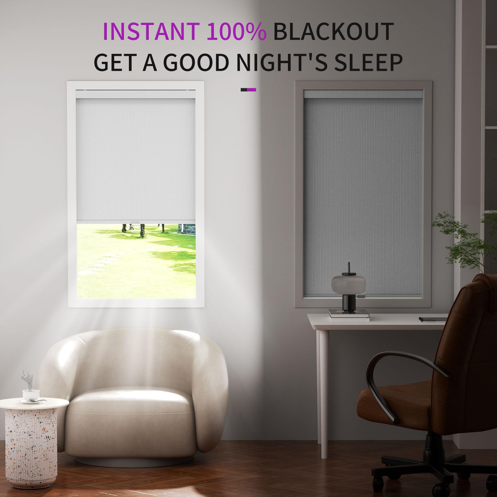 Cordless Blackout Pull-Down Shades with Valance