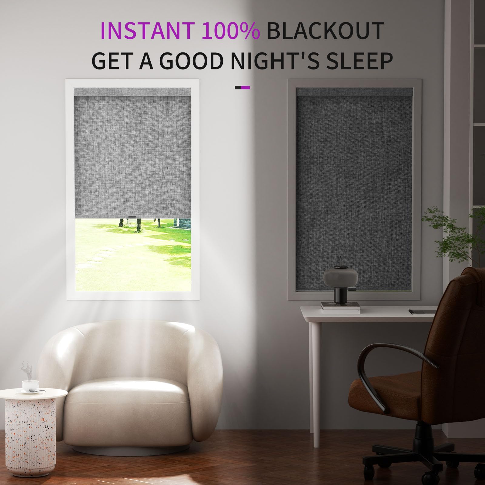 Cordless Blackout Pull-Down Shades with Valance