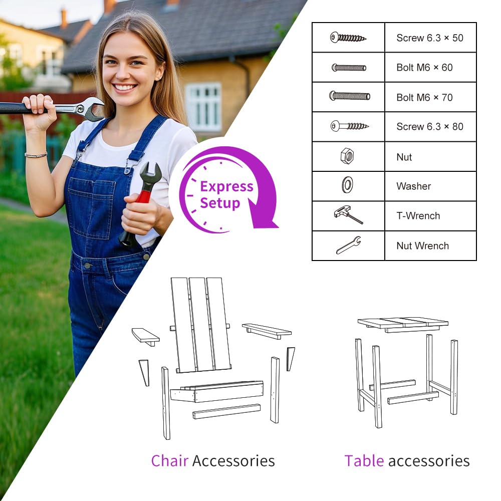 2-Piece All-Weather Adirondack Chair Set (HDPE, Teak Finish)​