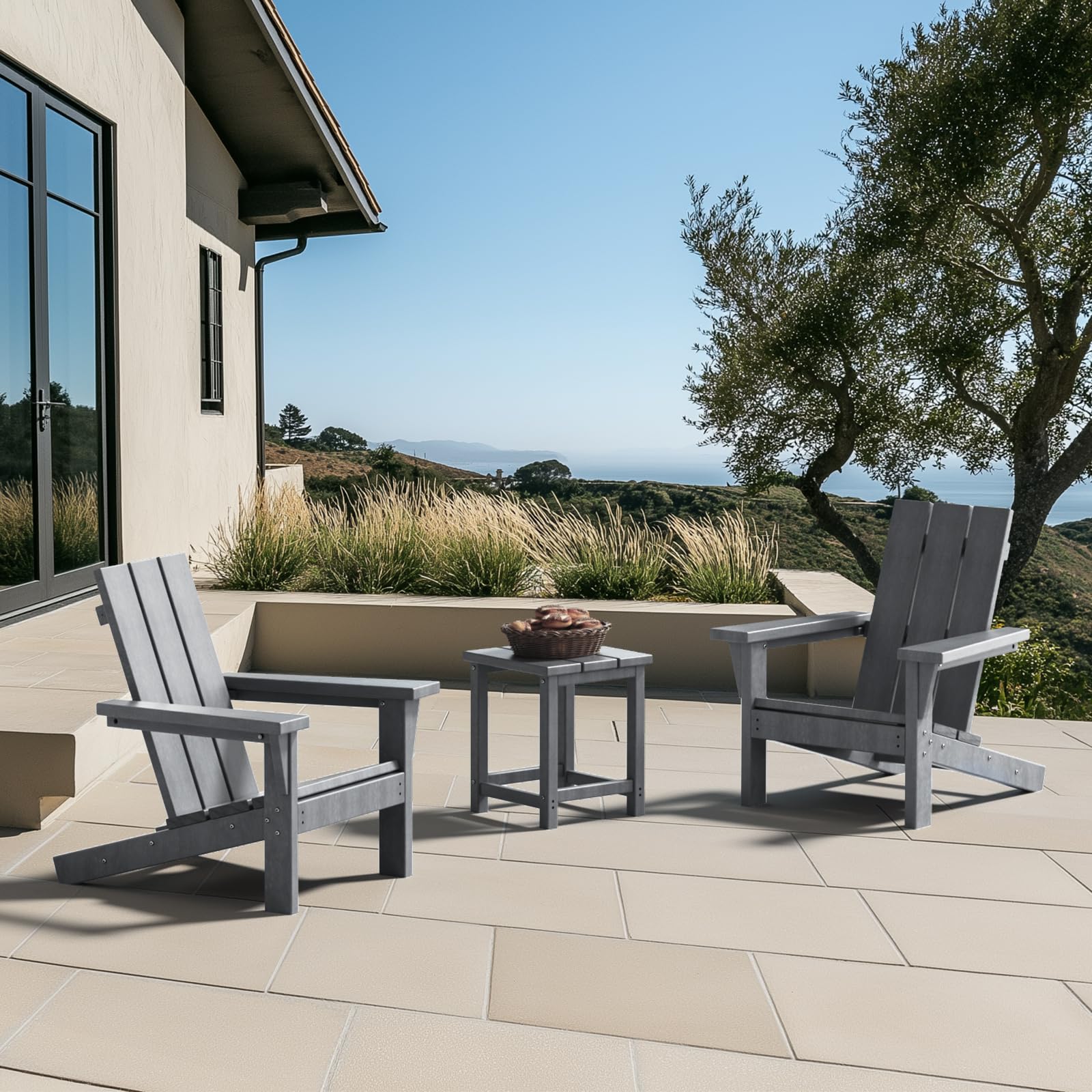 2-Piece All-Weather Adirondack Chair Set (HDPE, Teak Finish)​