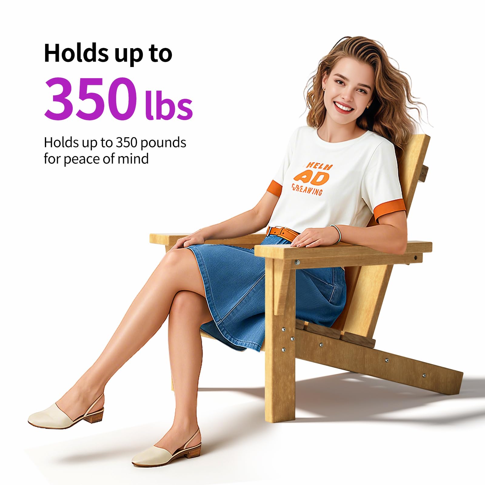 2-Piece All-Weather Adirondack Chair Set (HDPE, Teak Finish)​