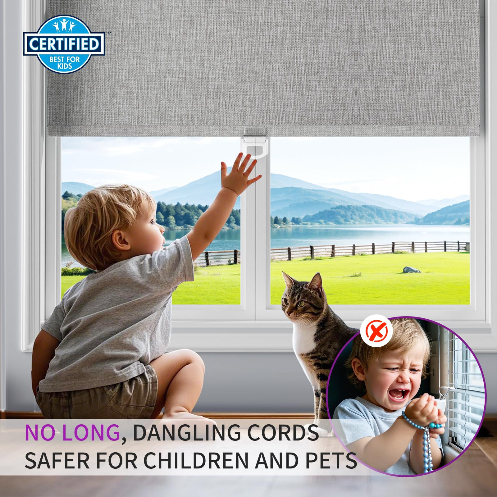 Cordless Blackout Pull-Down Shades with Valance