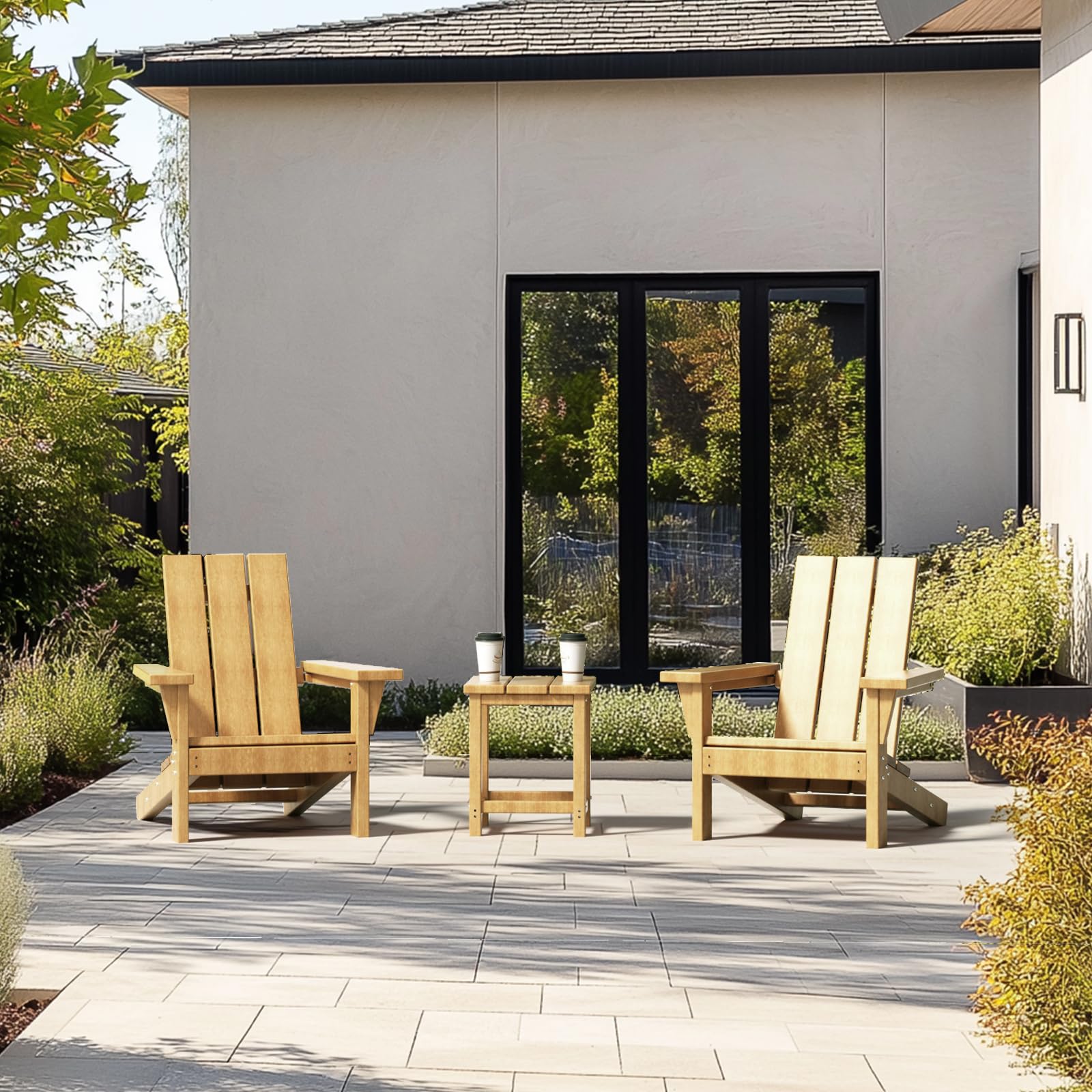 2-Piece All-Weather Adirondack Chair Set (HDPE, Teak Finish)​