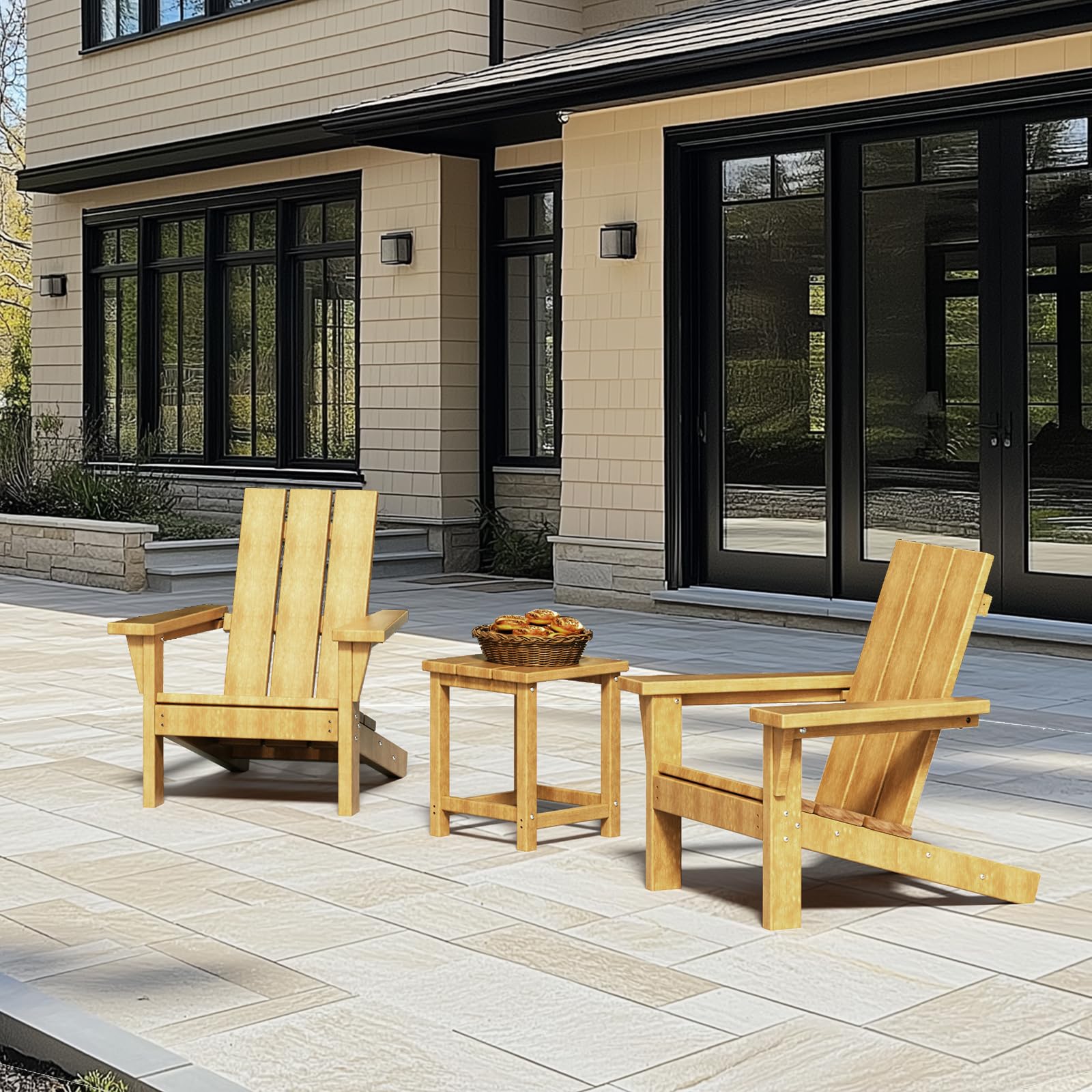 2-Piece All-Weather Adirondack Chair Set (HDPE, Teak Finish)​