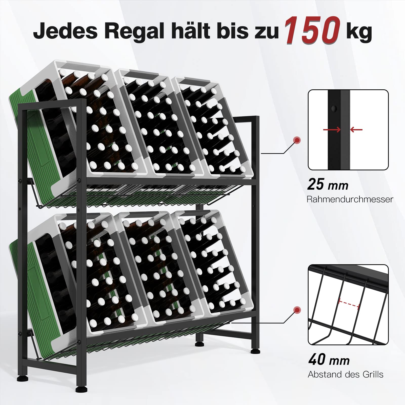 Adjustable Metal Beverage Crate Shelf (Holds 6 Crates)