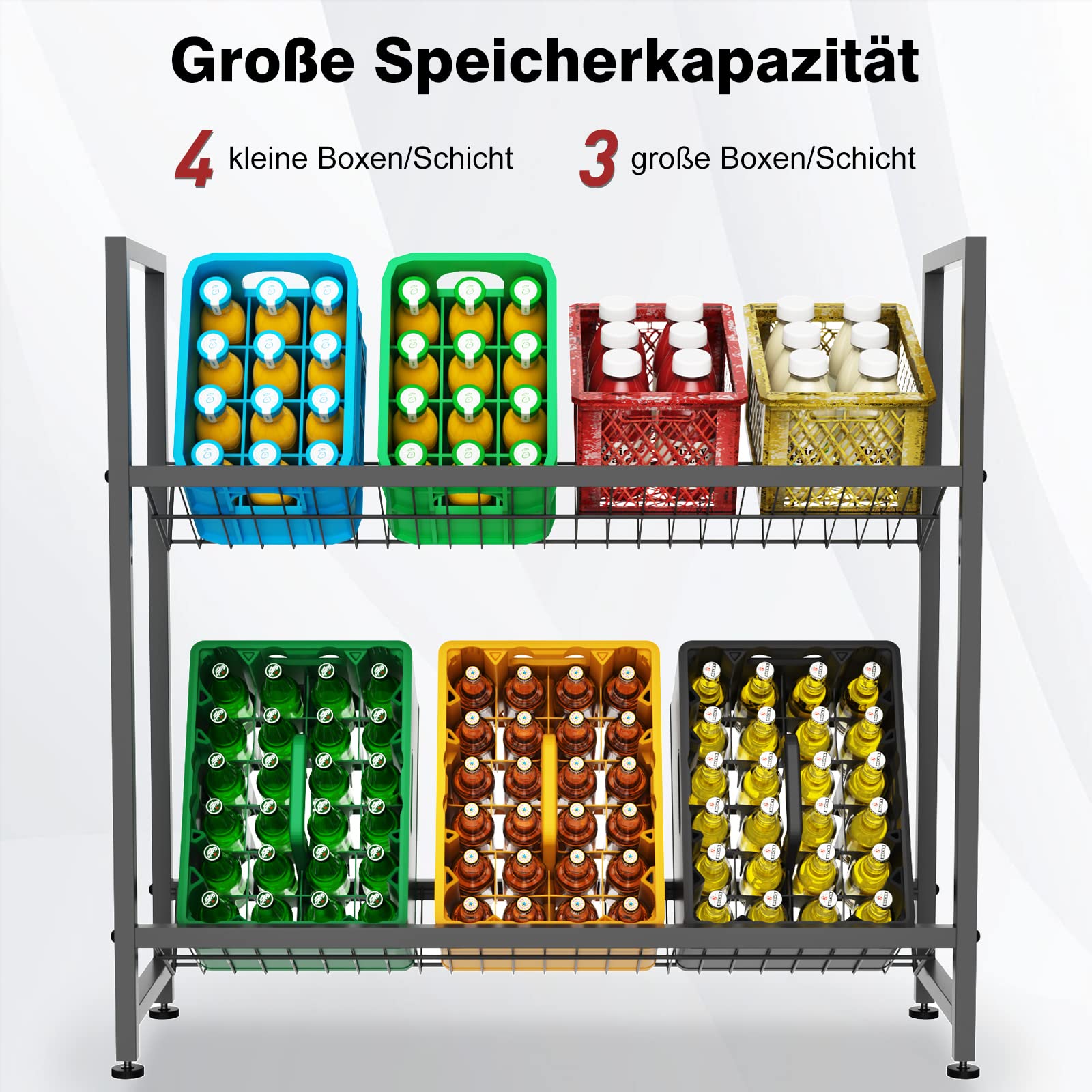 Adjustable Metal Beverage Crate Shelf (Holds 6 Crates)