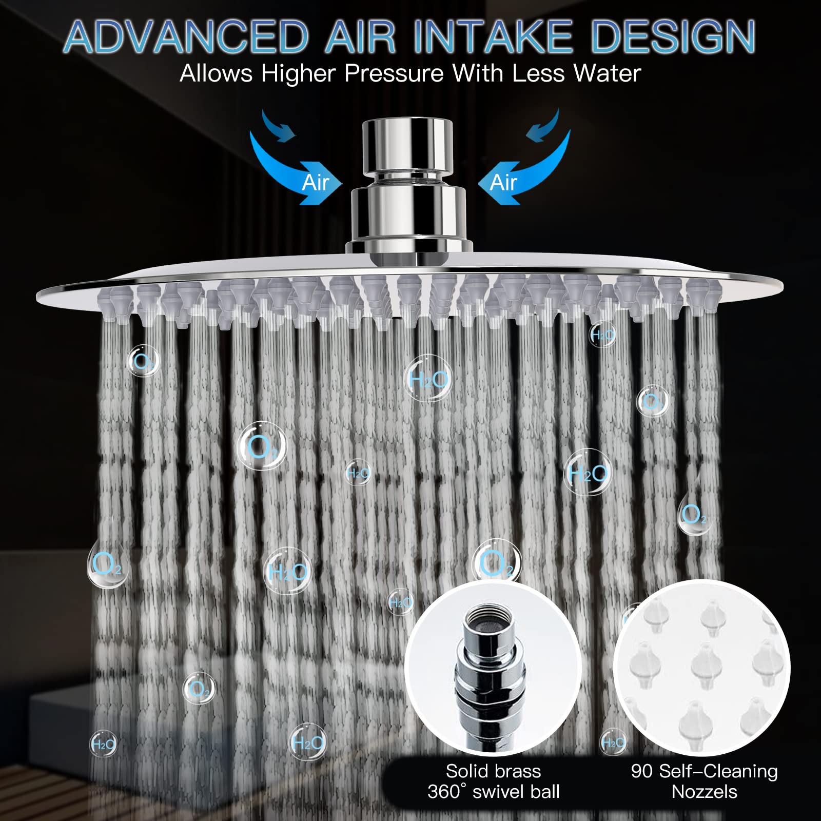 8 Inch Adjustable Rod Shower Kit (Round)