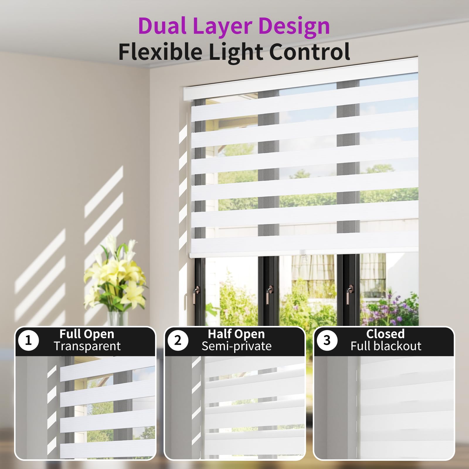 Zebra Sheer Roller Shades with Valance